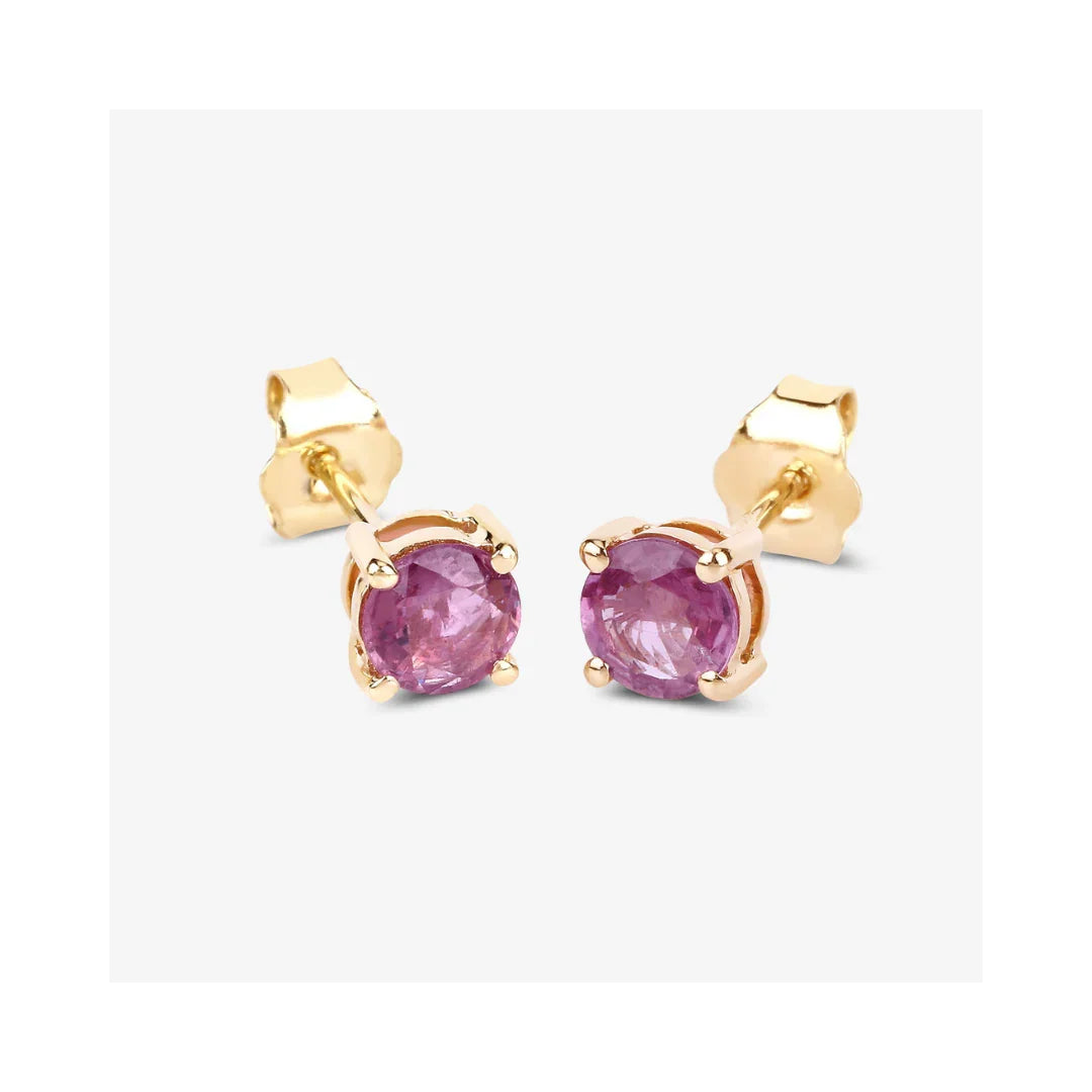 Genuine Pink Sapphire 10K Gold Earrings