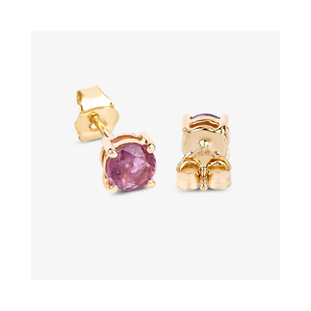 Genuine Pink Sapphire 10K Gold Earrings