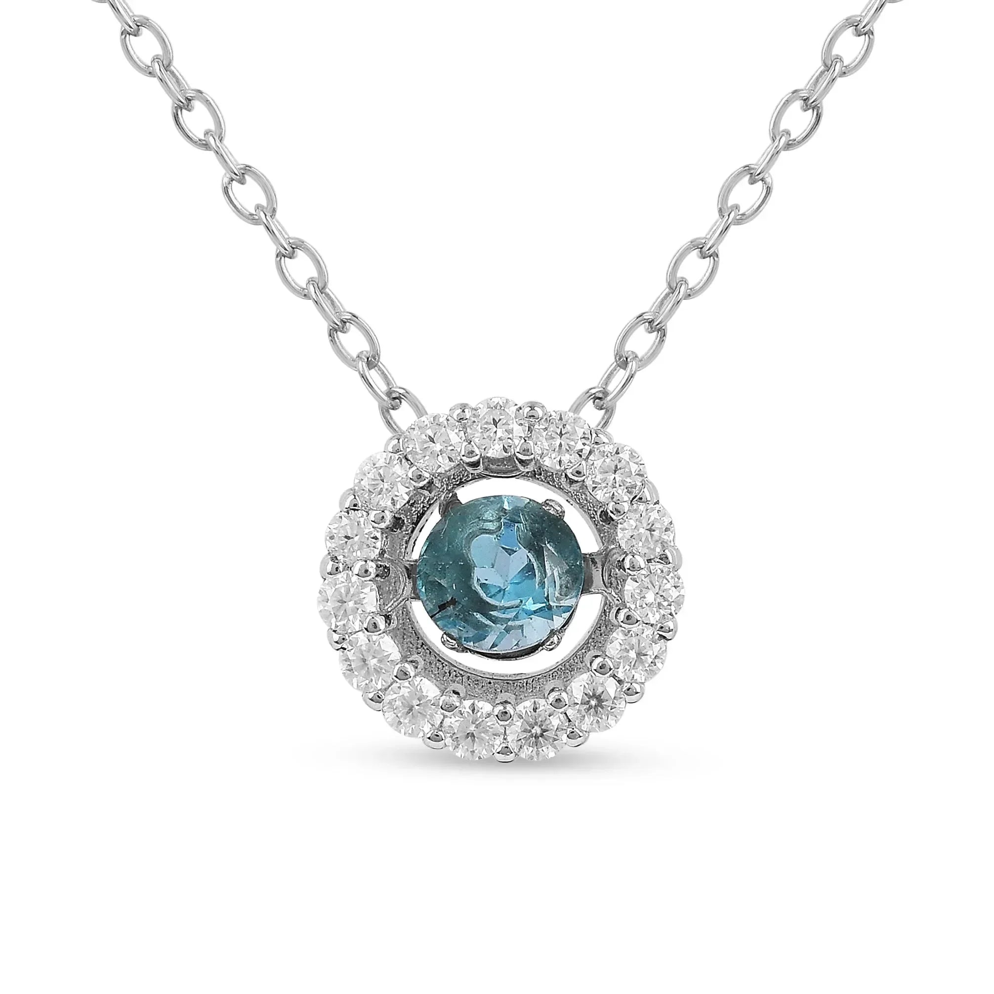 Collar de piedra danzante con topacio azul natural