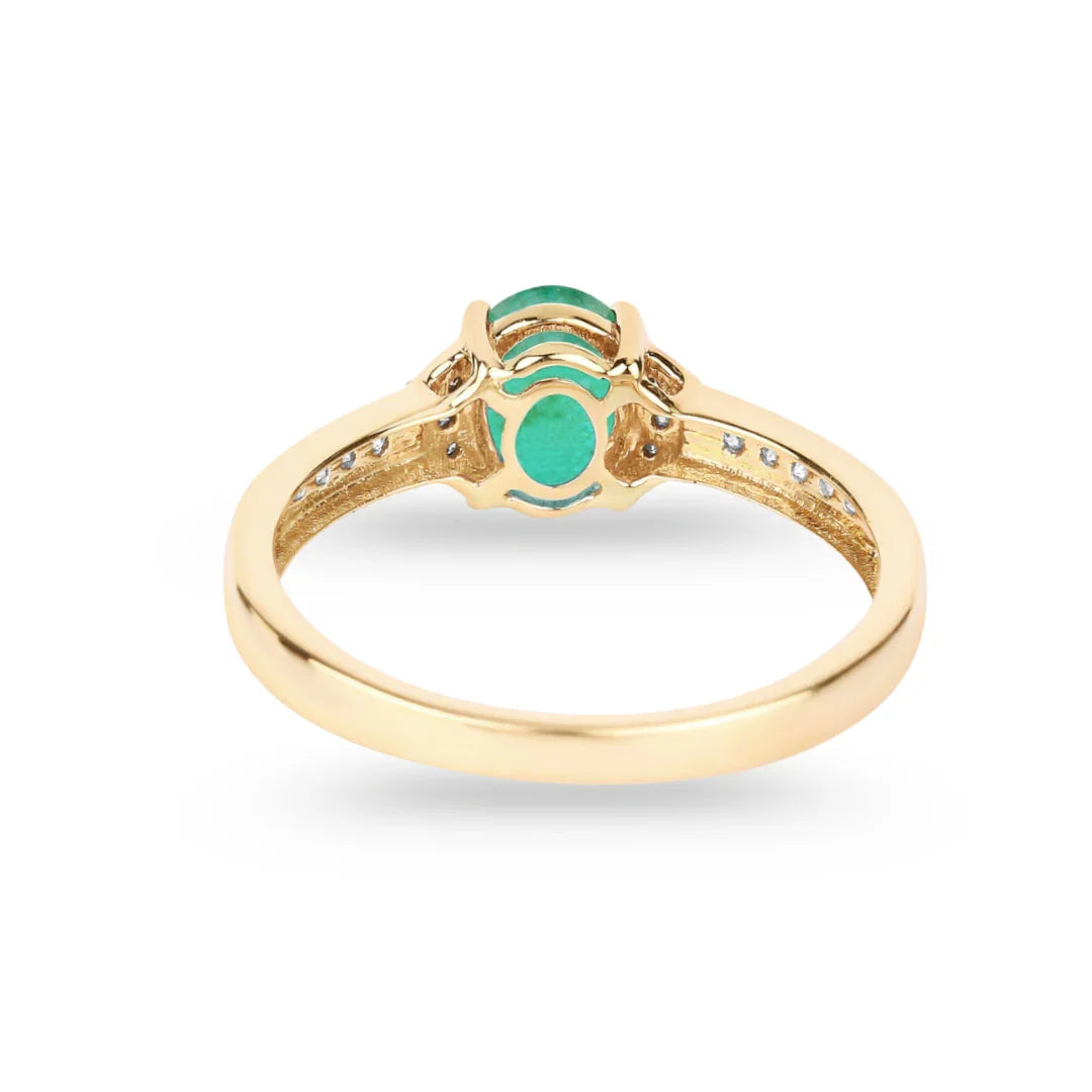 Genuine 10K Zambian Emerald Diamond Bridge Ring