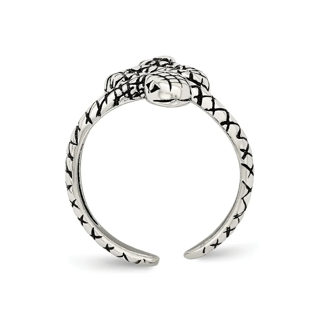 Antiqued Silver Snake Toe Ring