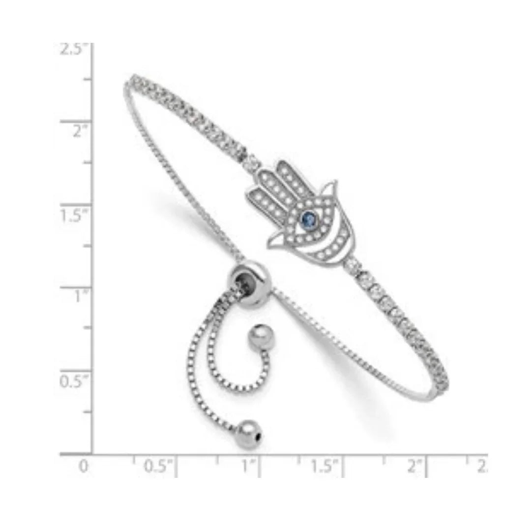 CZ Evil Eye Hamsa Adjustable Bracelet