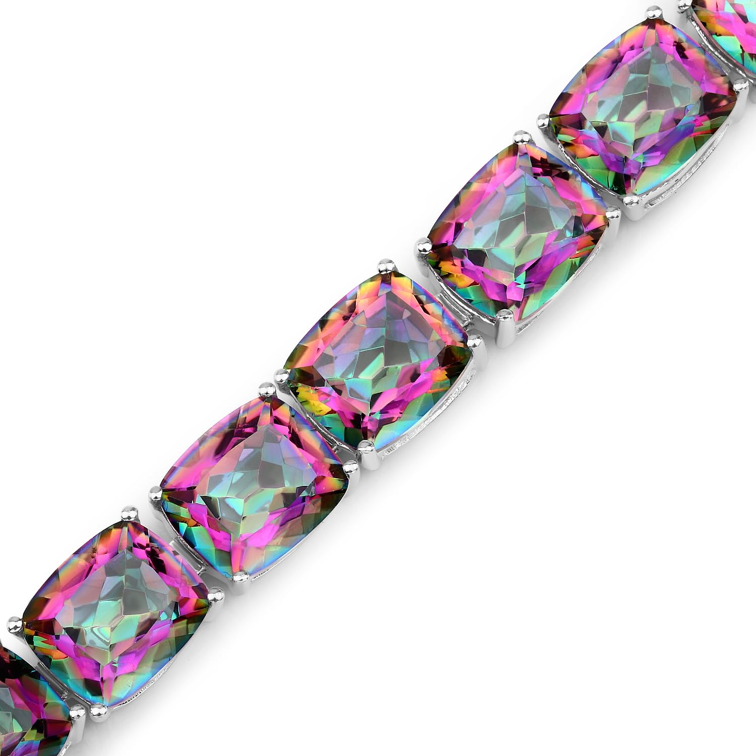 Natural Rainbow Quartz Tennis Bracelet Silver Fine Color Jewels