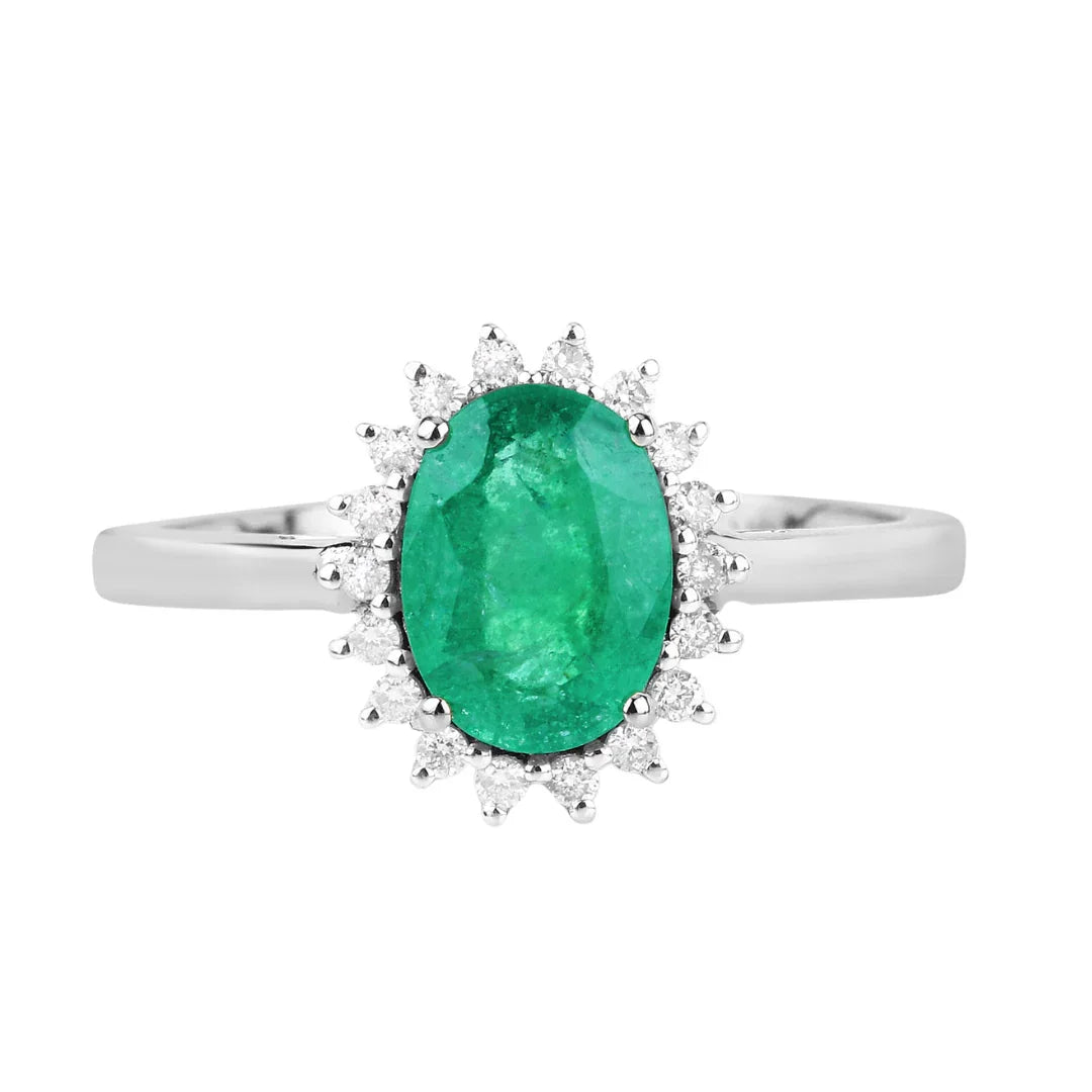 Genuine Zambian Emerald Diamond 10K Ring