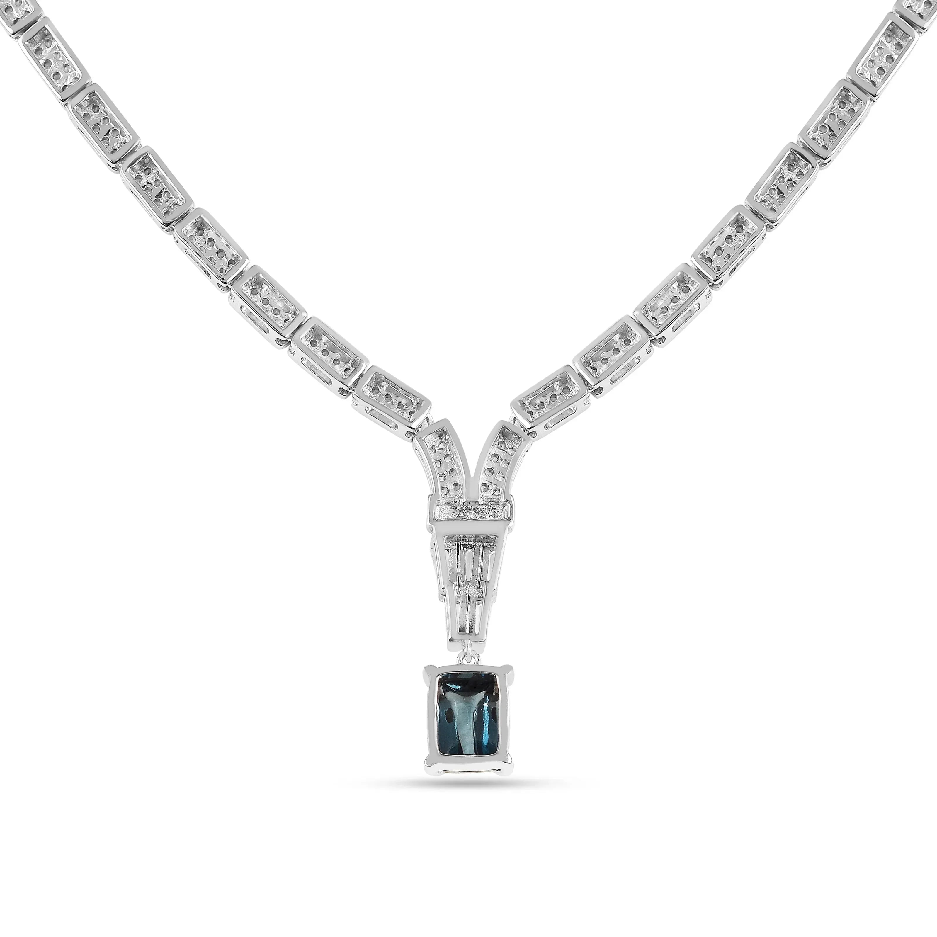 Natural London Blue Topaz Birthstone Necklace