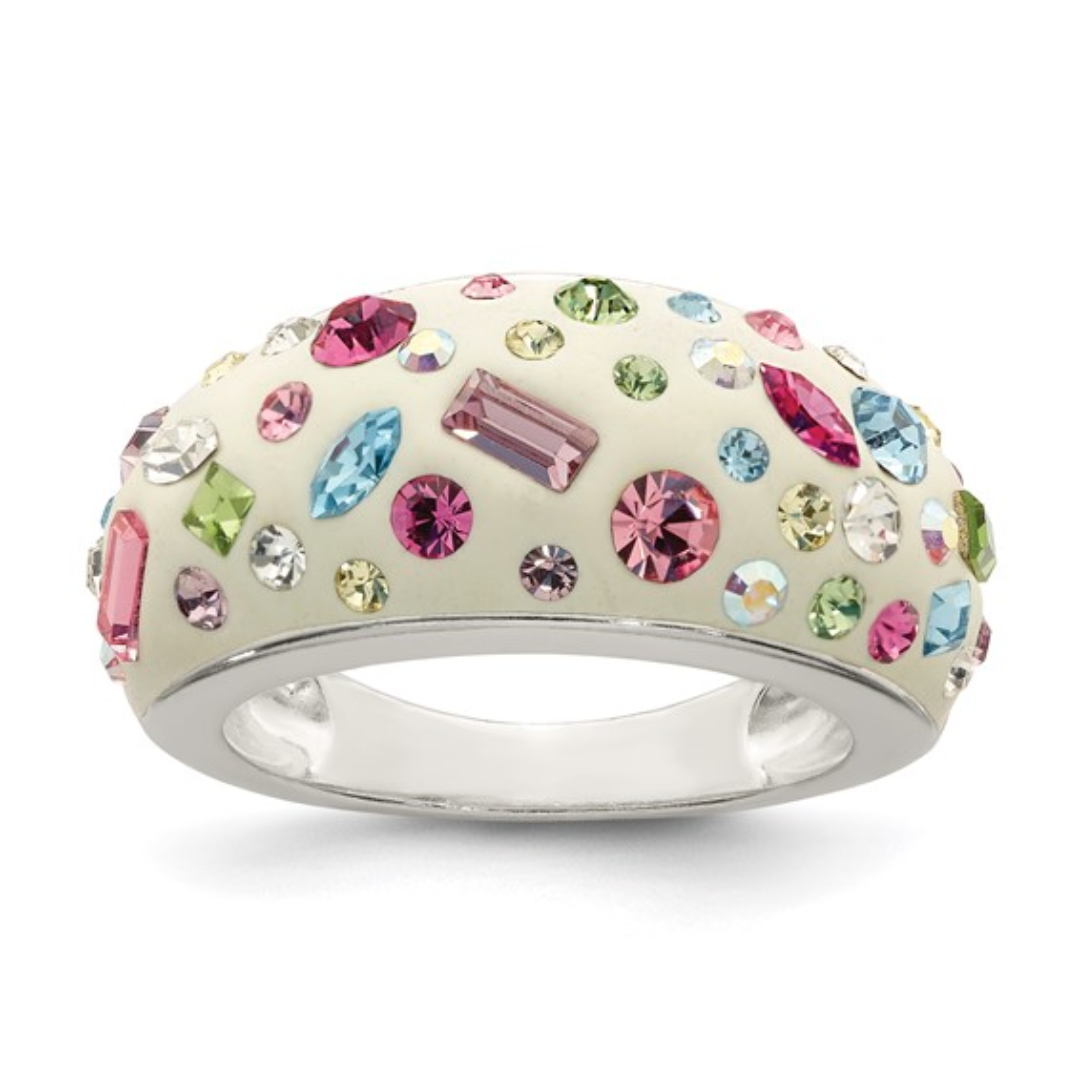 Silver Multi-Colored Stone Rings