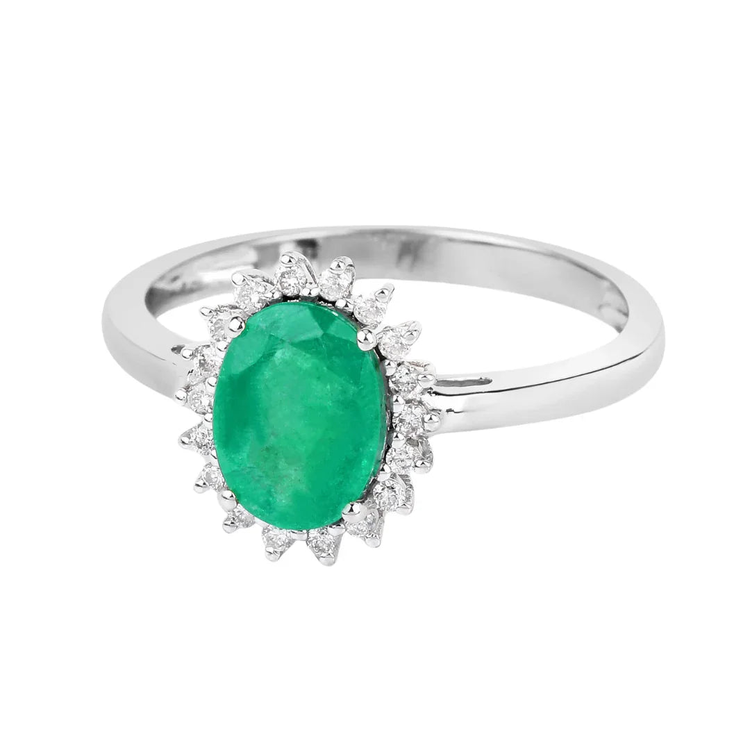 Genuine Zambian Emerald Diamond 10K Ring