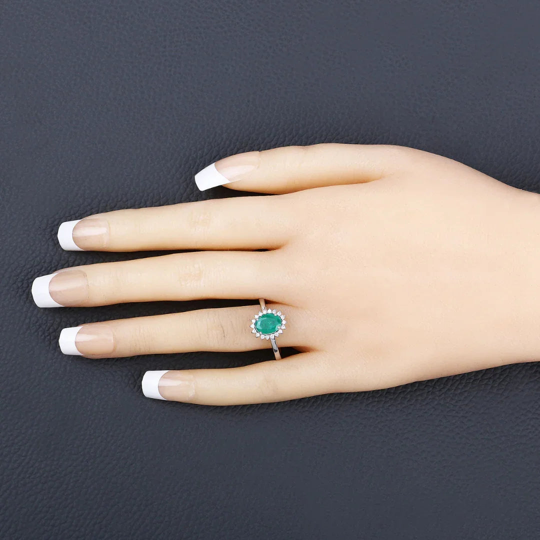 Genuine Zambian Emerald Diamond 10K Ring