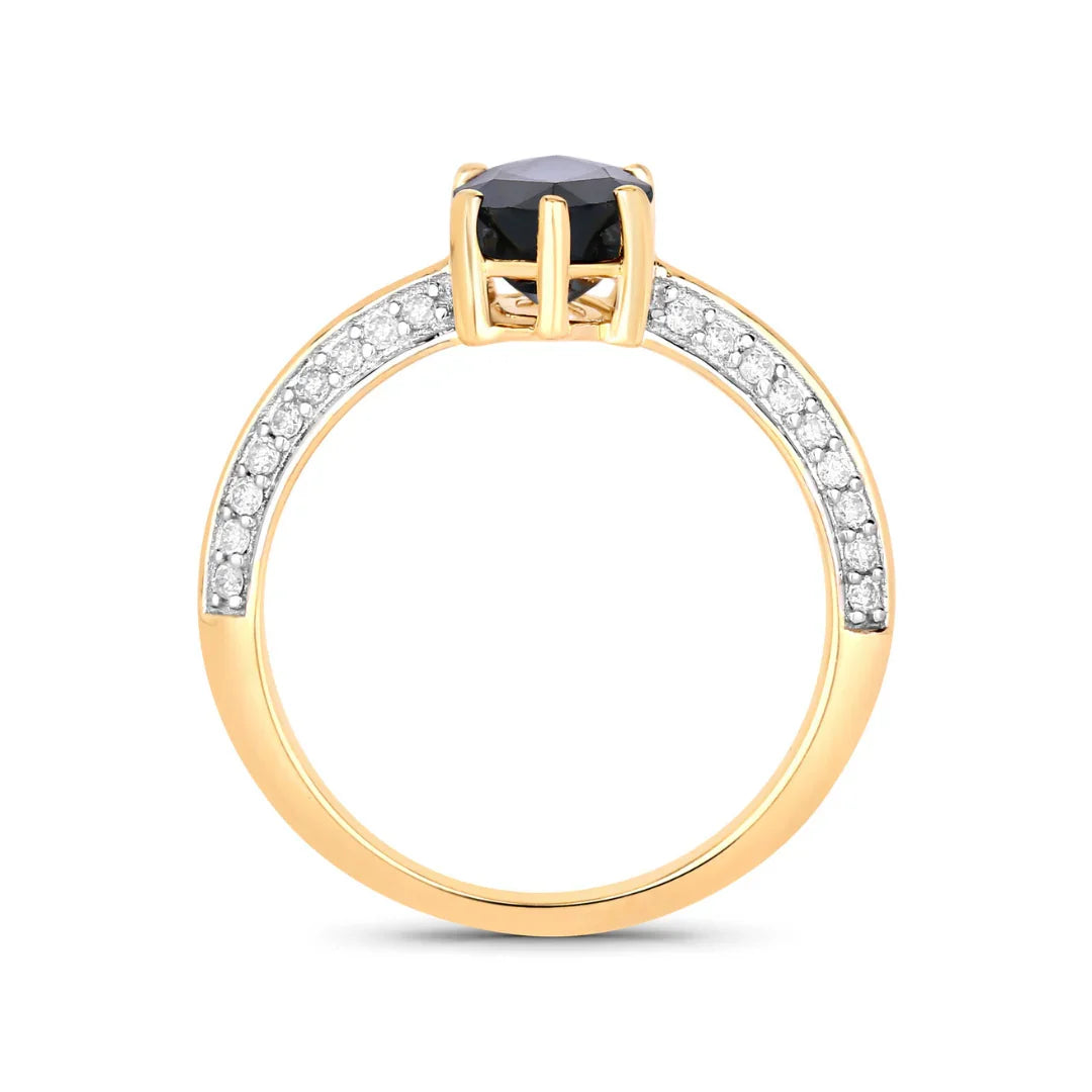 Genuine 10K Blue Sapphire and Diamond Marquise Ring