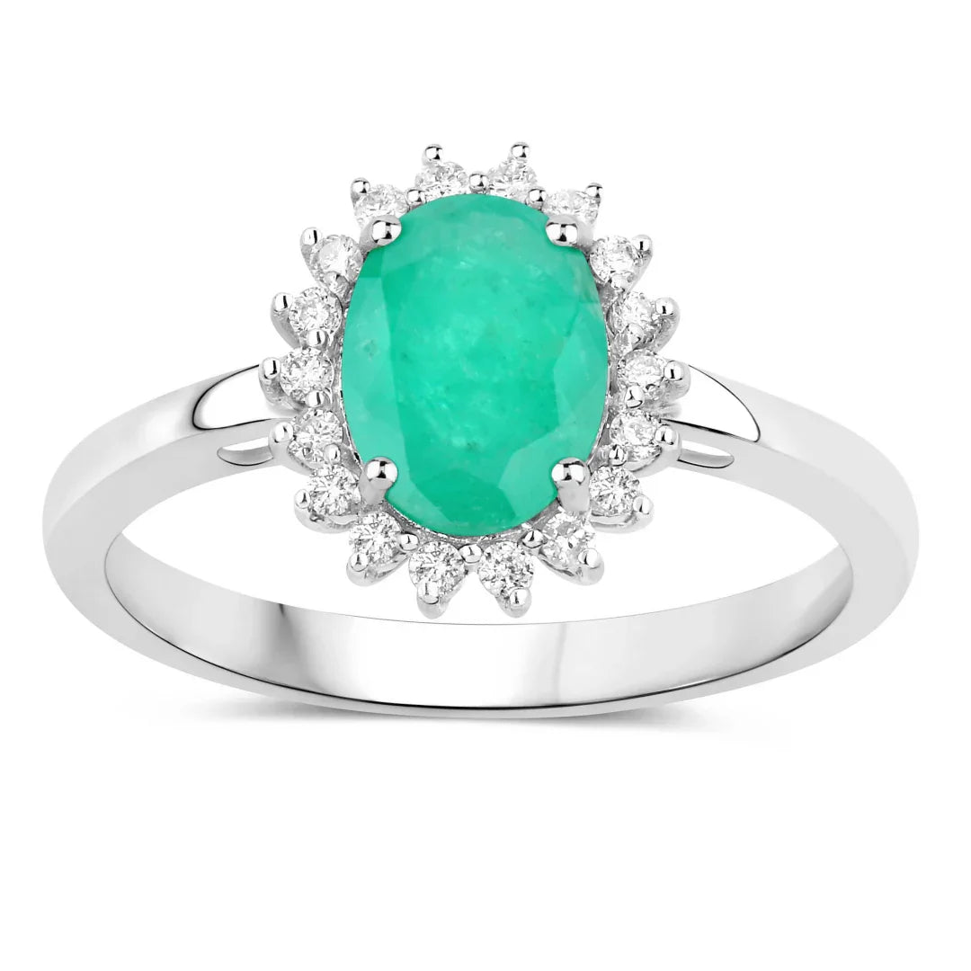 Genuine Zambian Emerald Diamond 10K Ring