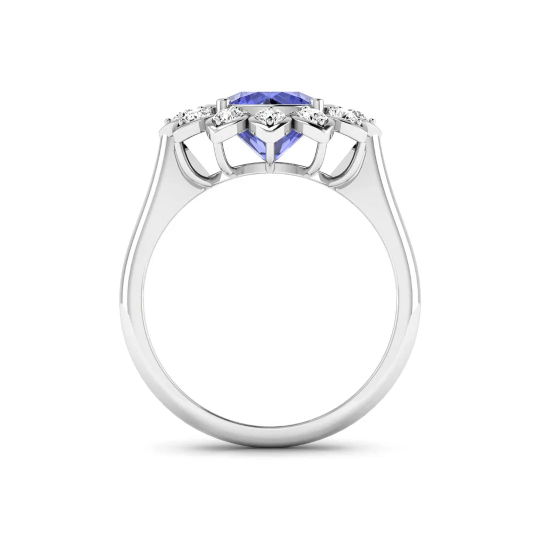Genuine Tanzanite and Diamond Halo Ring