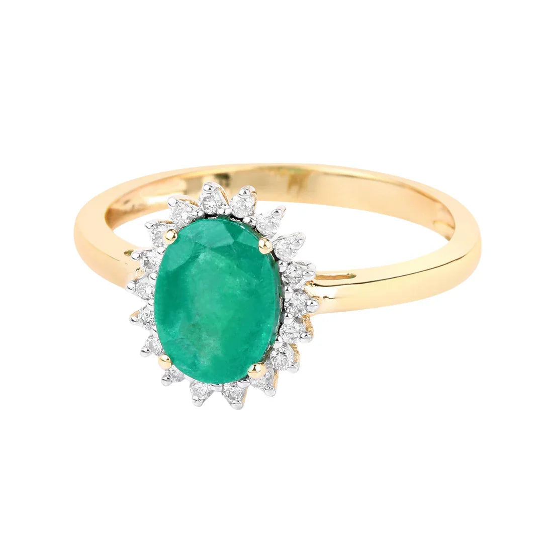 Genuine Zambian Emerald Diamond 10K Ring