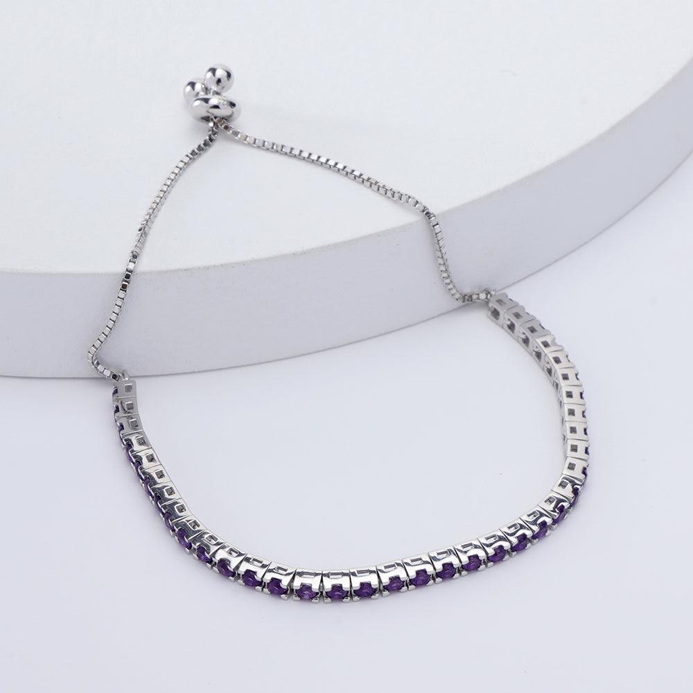 Purple Natural Amethyst Tennis BraceletAmethyst Beaded Bracelet February Birthstone Bridesmaid Bracelet Everyday Bracelet Gift For Her
