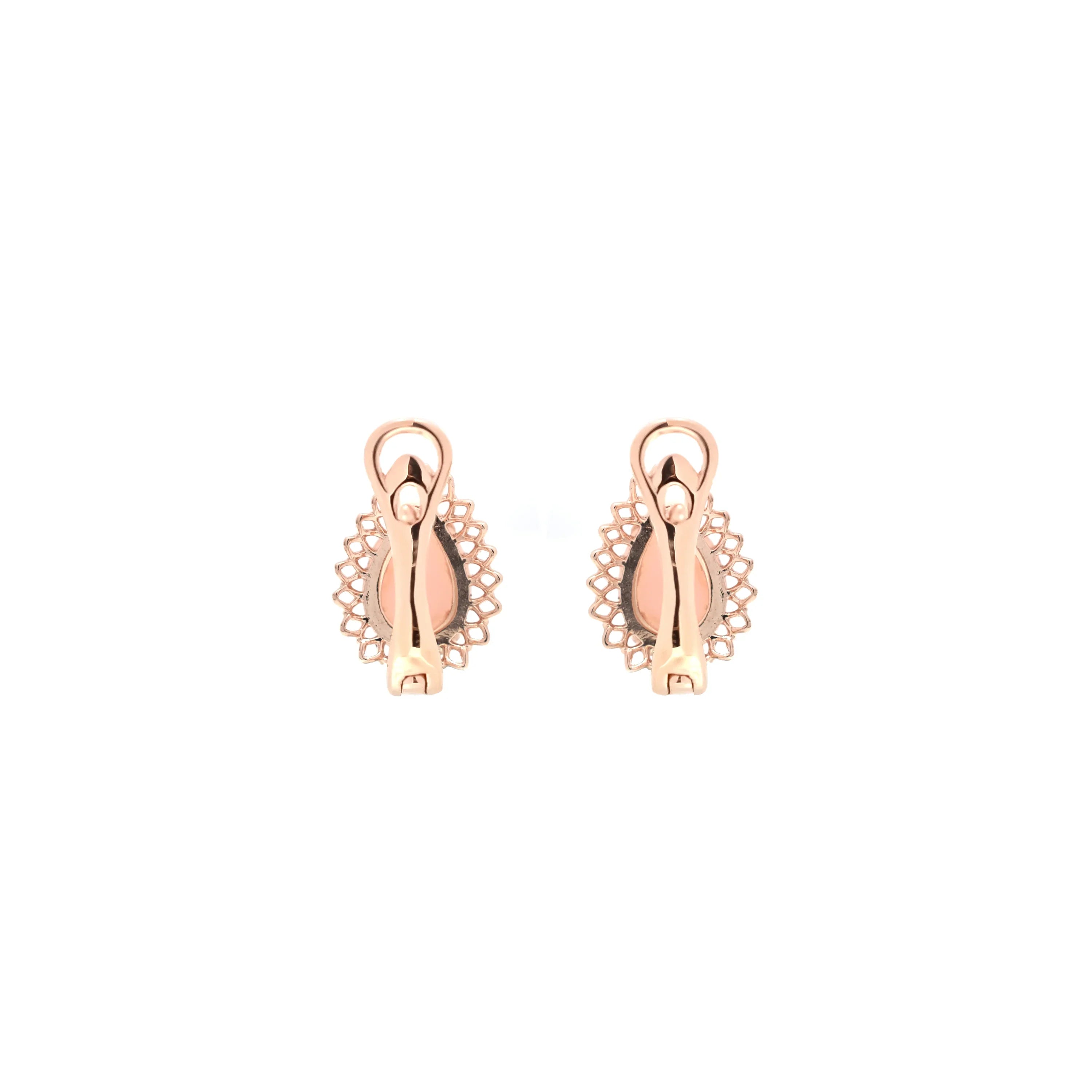 Natural Pink Opal Leverback Silver Earrings