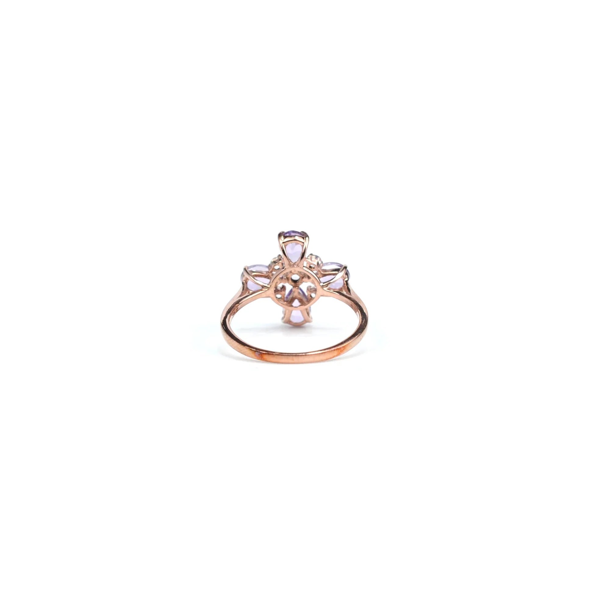 Natural Amethyst Four Leaf Clover Ring