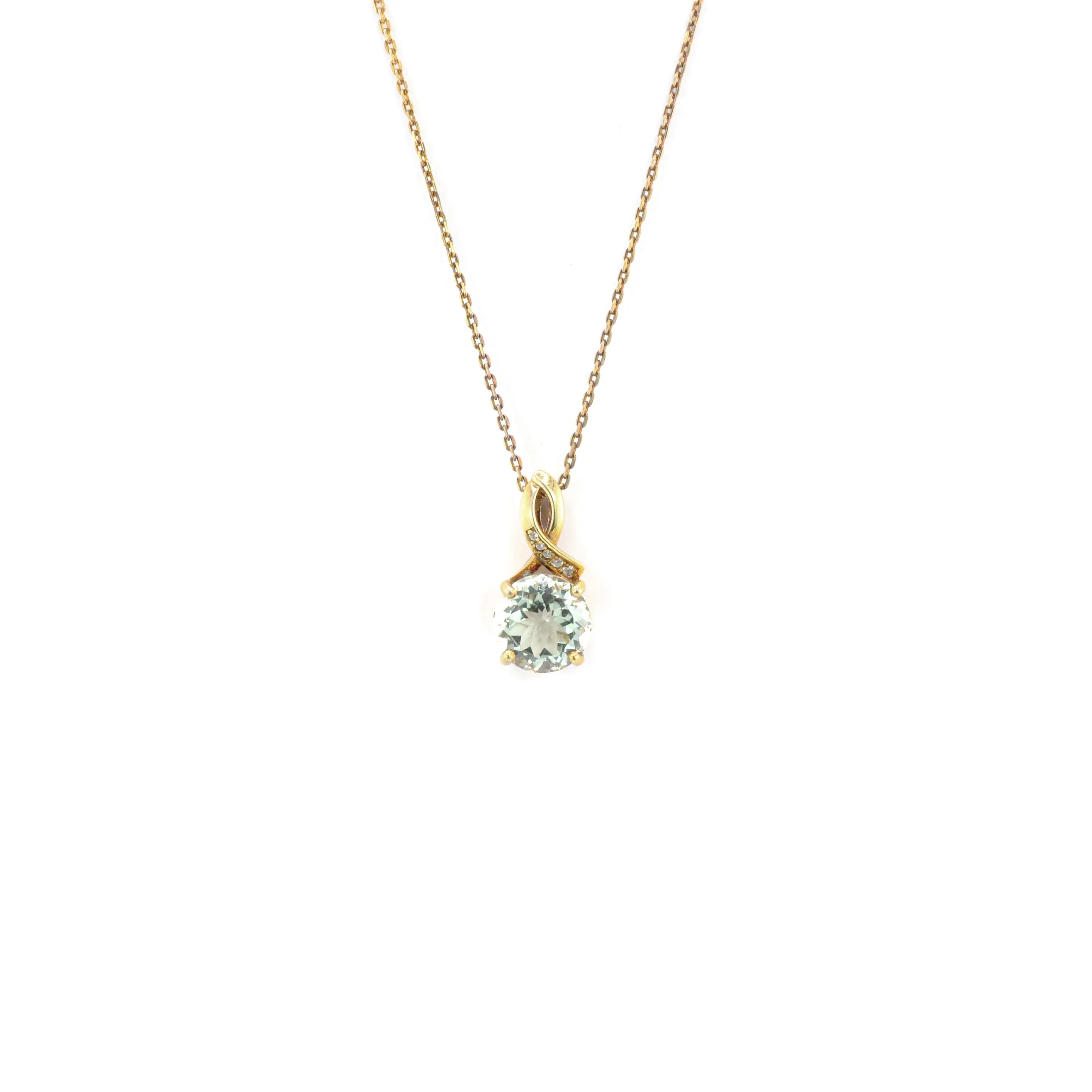 Natural Green Amethyst Pendant Necklace