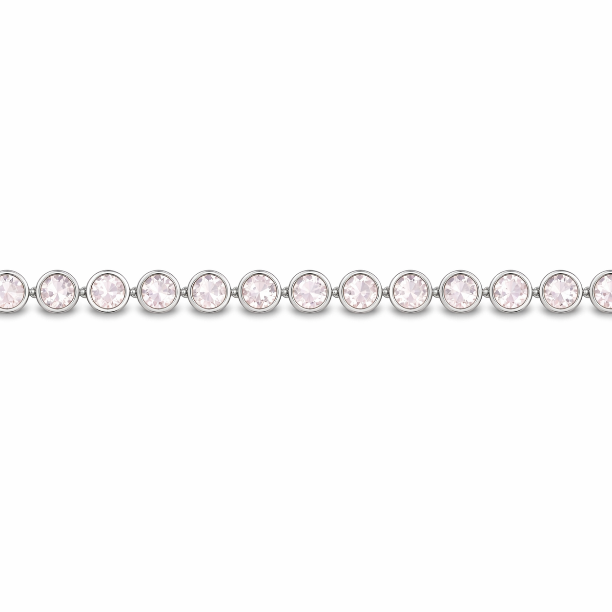 8.1 Ct Round Pink Rose Quartz Prong Silver Bezel Tennis Bracelet