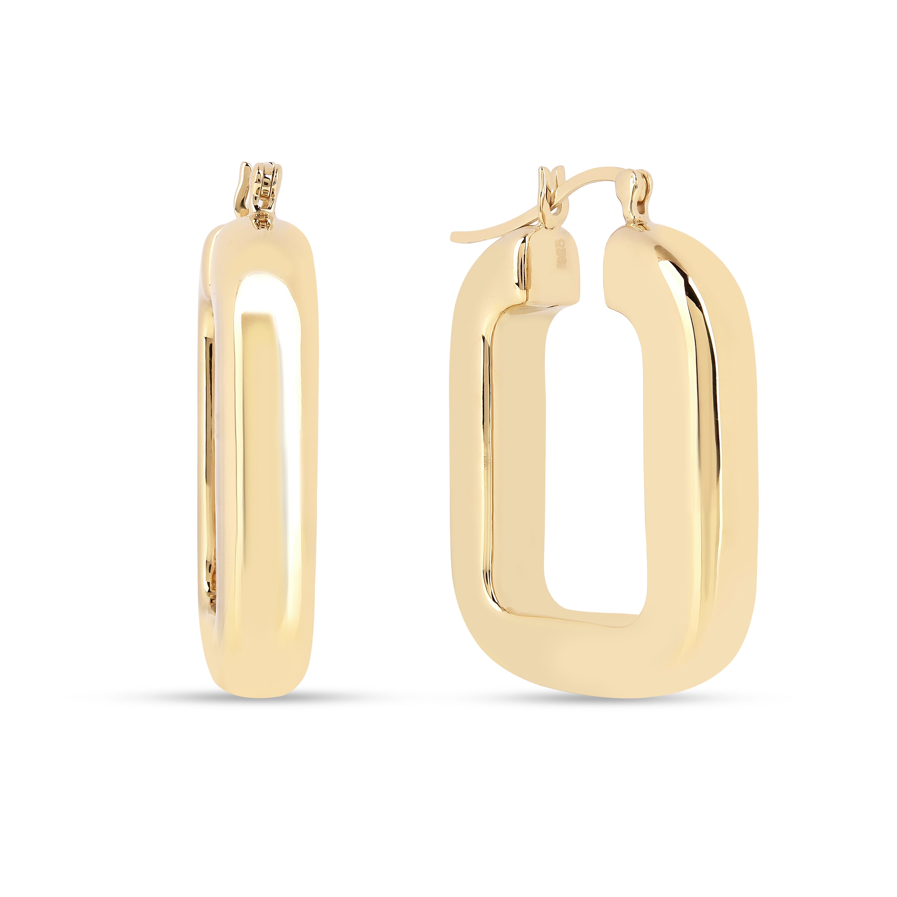 18K Gold Vermeil Rectangular Hoop Earrings