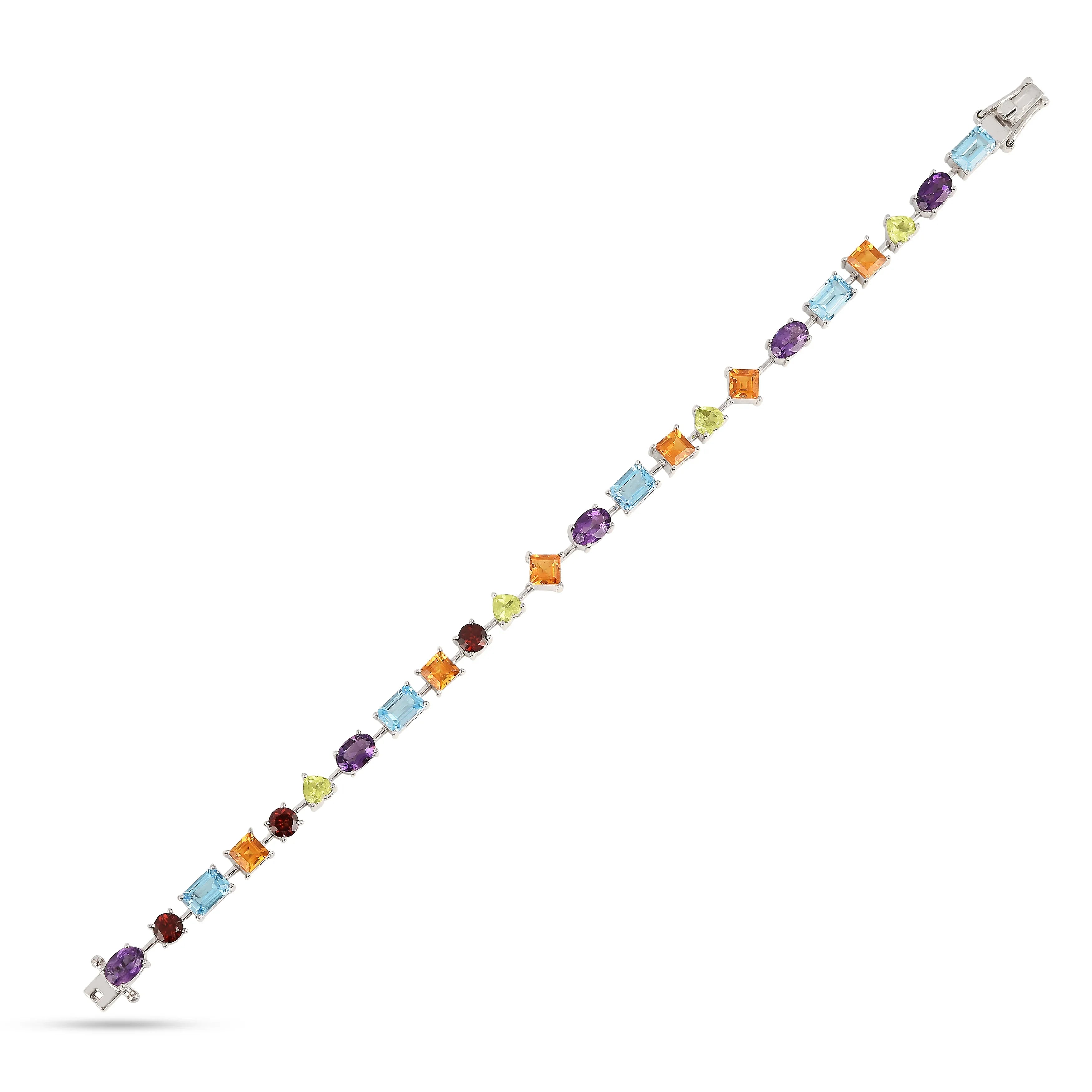 Genuine Multi Stone Tennis Bracelet Sterling Silver