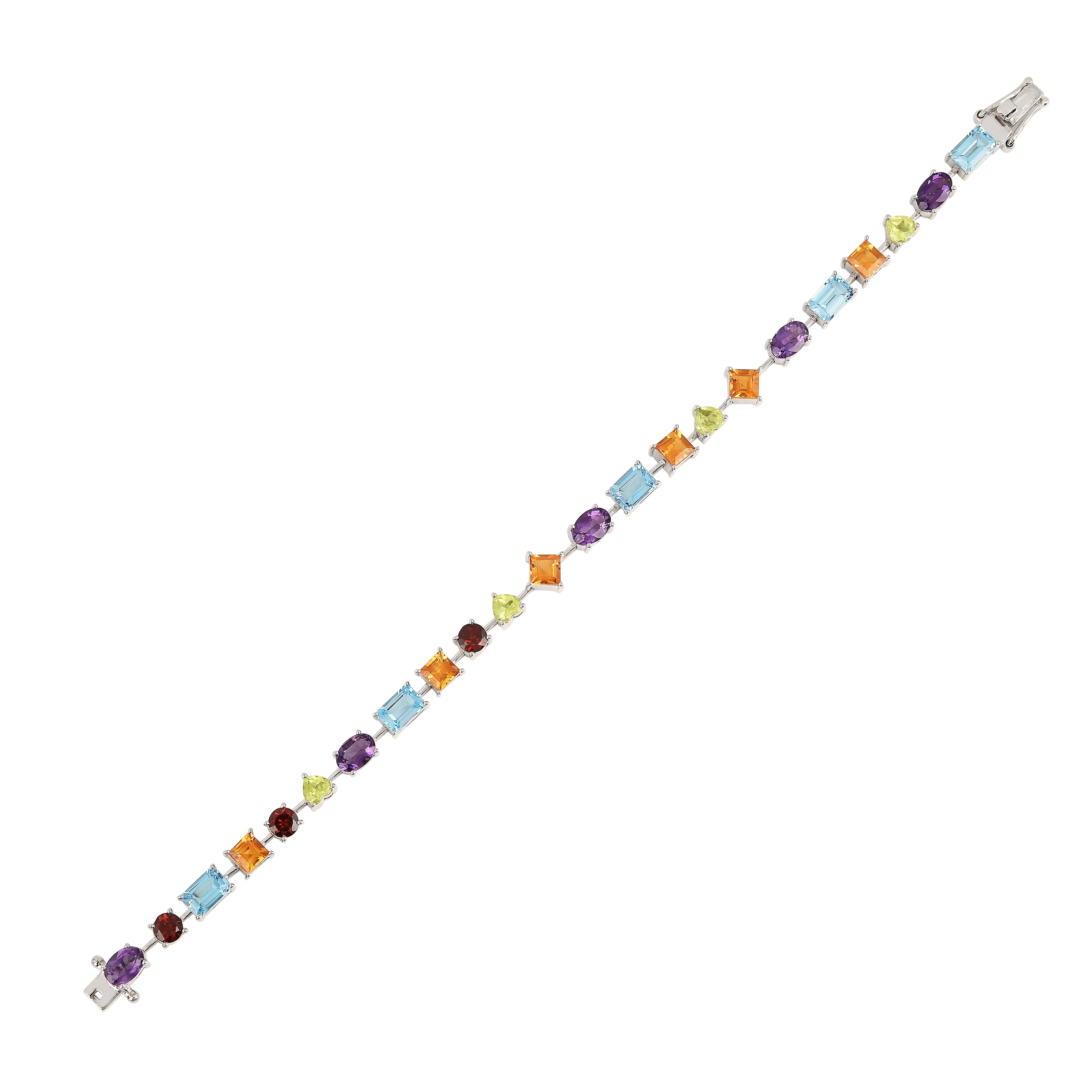 Genuine Multi Stone Tennis Bracelet Sterling Silver