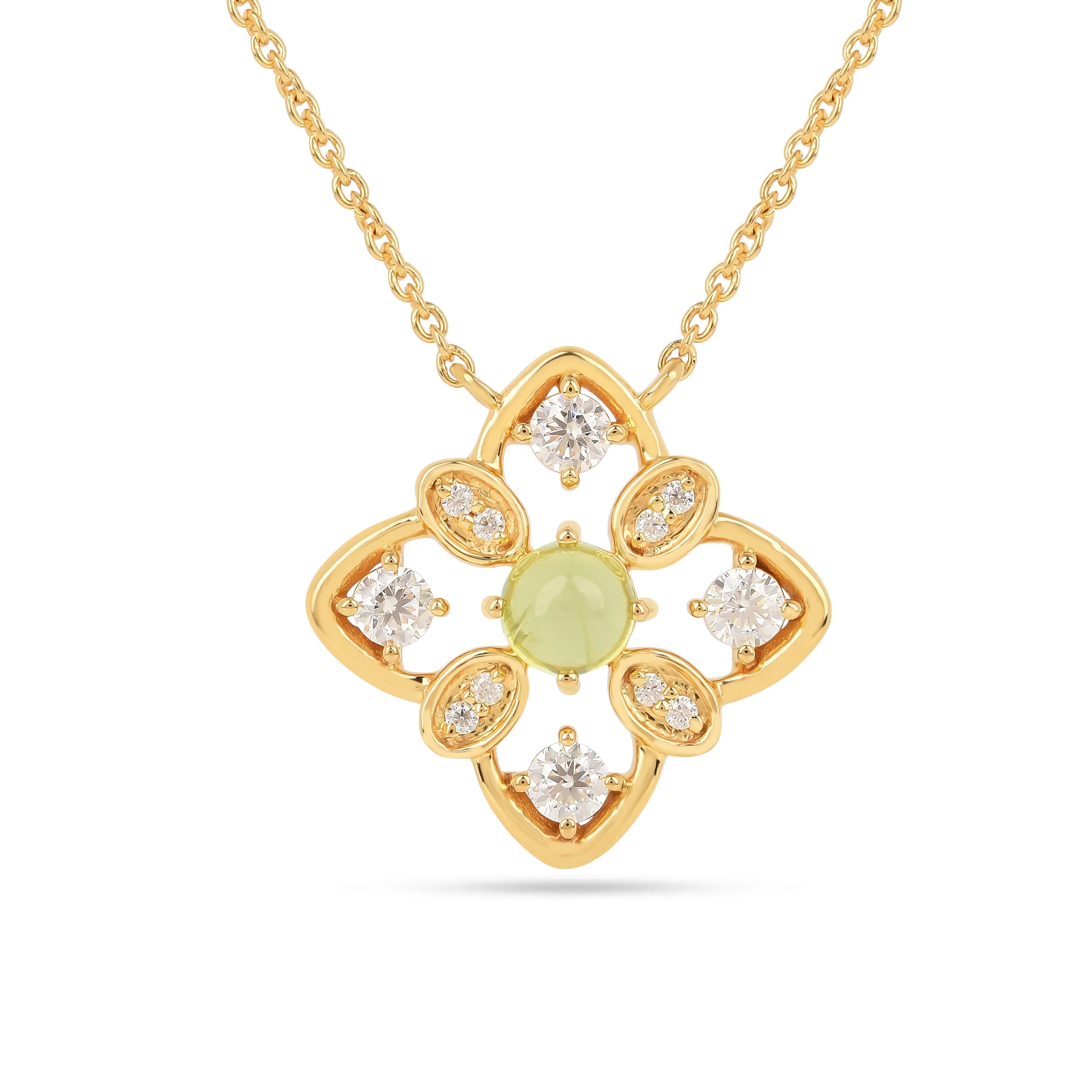 Sterling Silver Peridot Quatrefoil Pendant Necklace