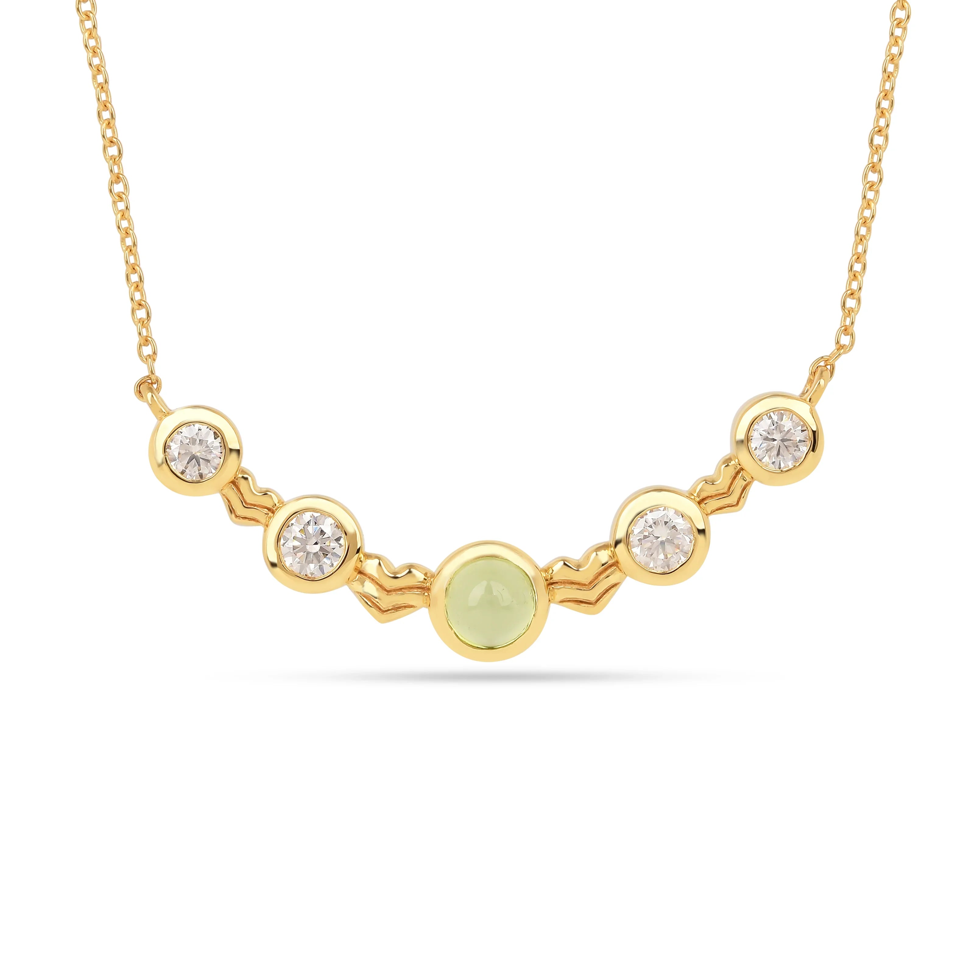Five-Stone Peridot Silver Bar Necklace