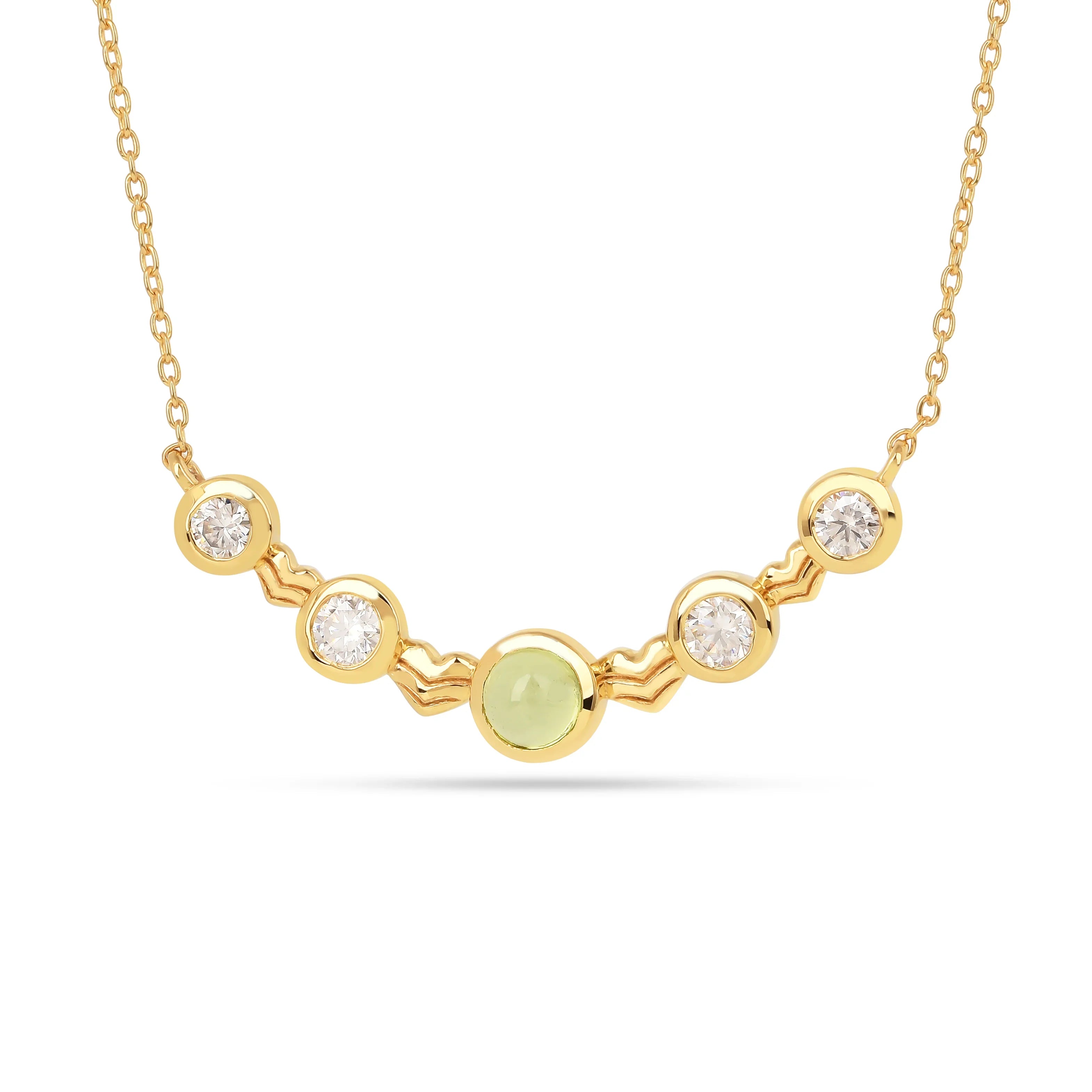 Five-Stone Peridot Silver Bar Necklace
