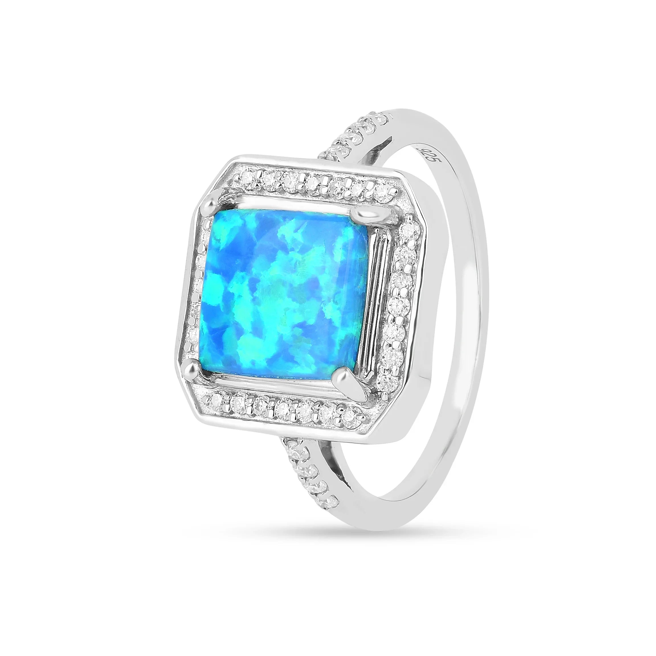 Lab Created Blue Opal Halo Ring Fine Color Jewels created opal ring, NOURRI, october birthstone ring, october jewelry, october jewelry for women, opal birthstone ring, opal engagement rings for women, opal gifts for women, opal gold rings, opal halo engagement ring, opal jewelry for women, opal jewelry sterling silver, opal promise ring, opal ring, opal ring for women, opal ring sterling silver, opal rings for women sterling silver, opal wedding ring, opal wedding rings for women, silver ring opal