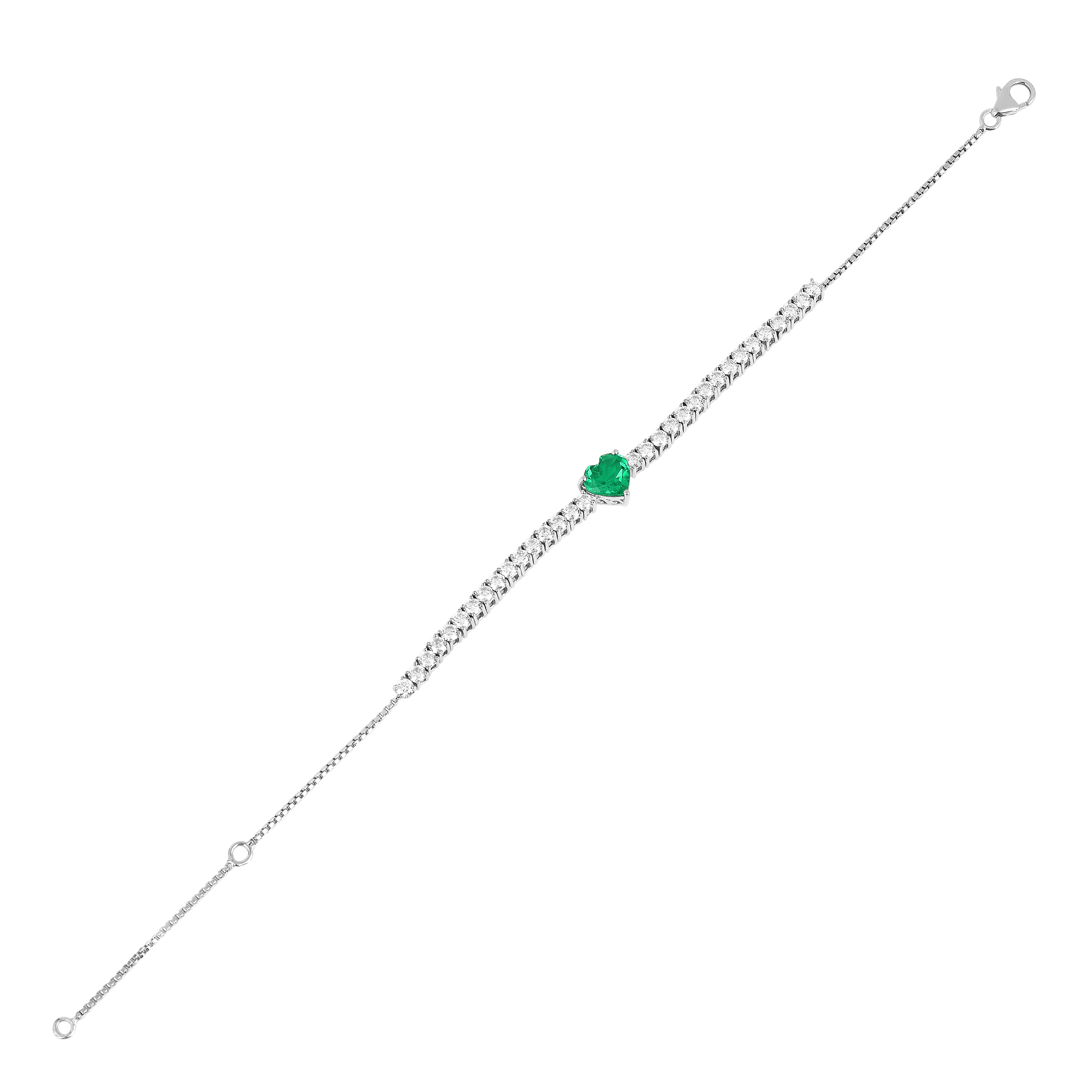 Colombian Created Emerald Heart Bracelet