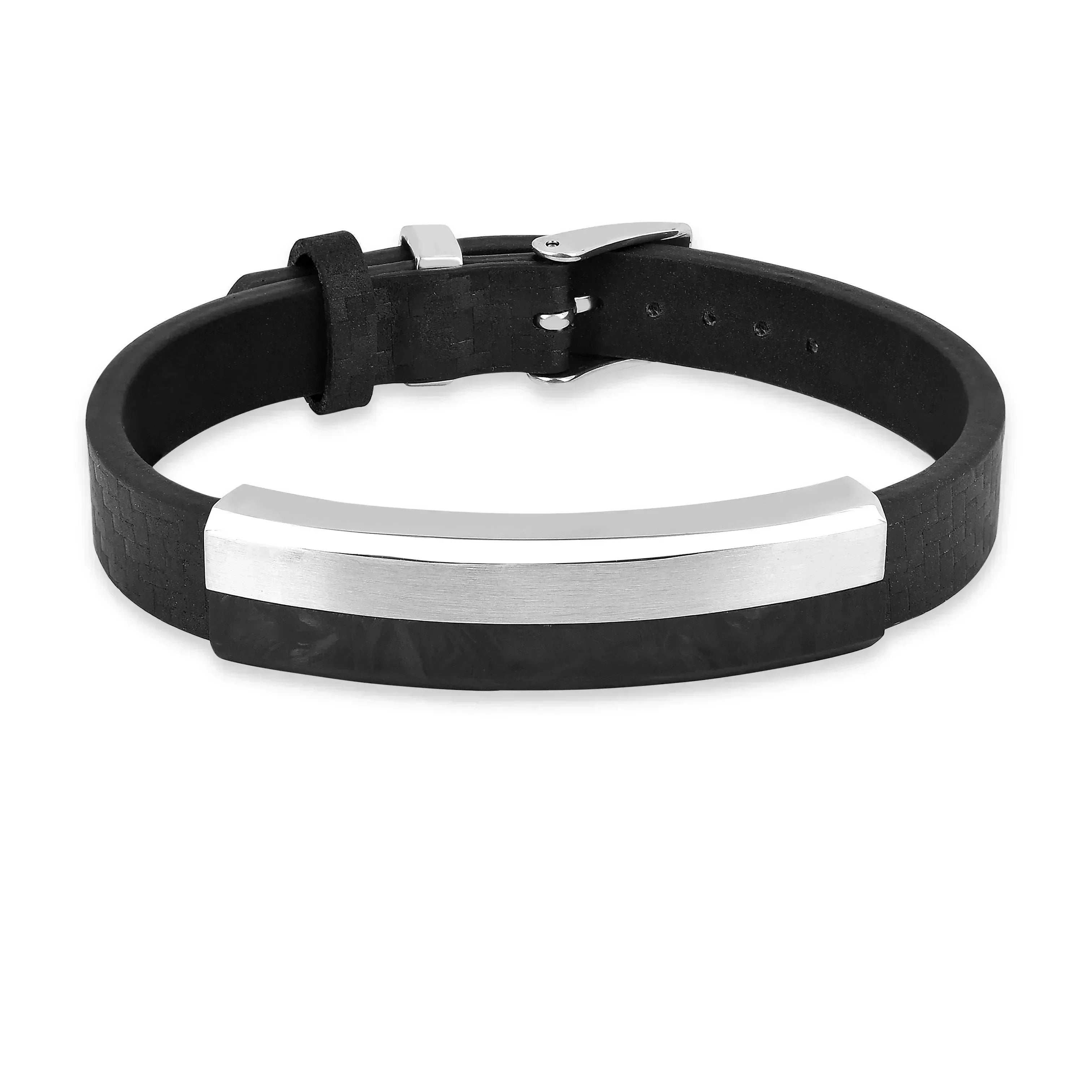 Pulsera de cuero negro auténtico para hombre