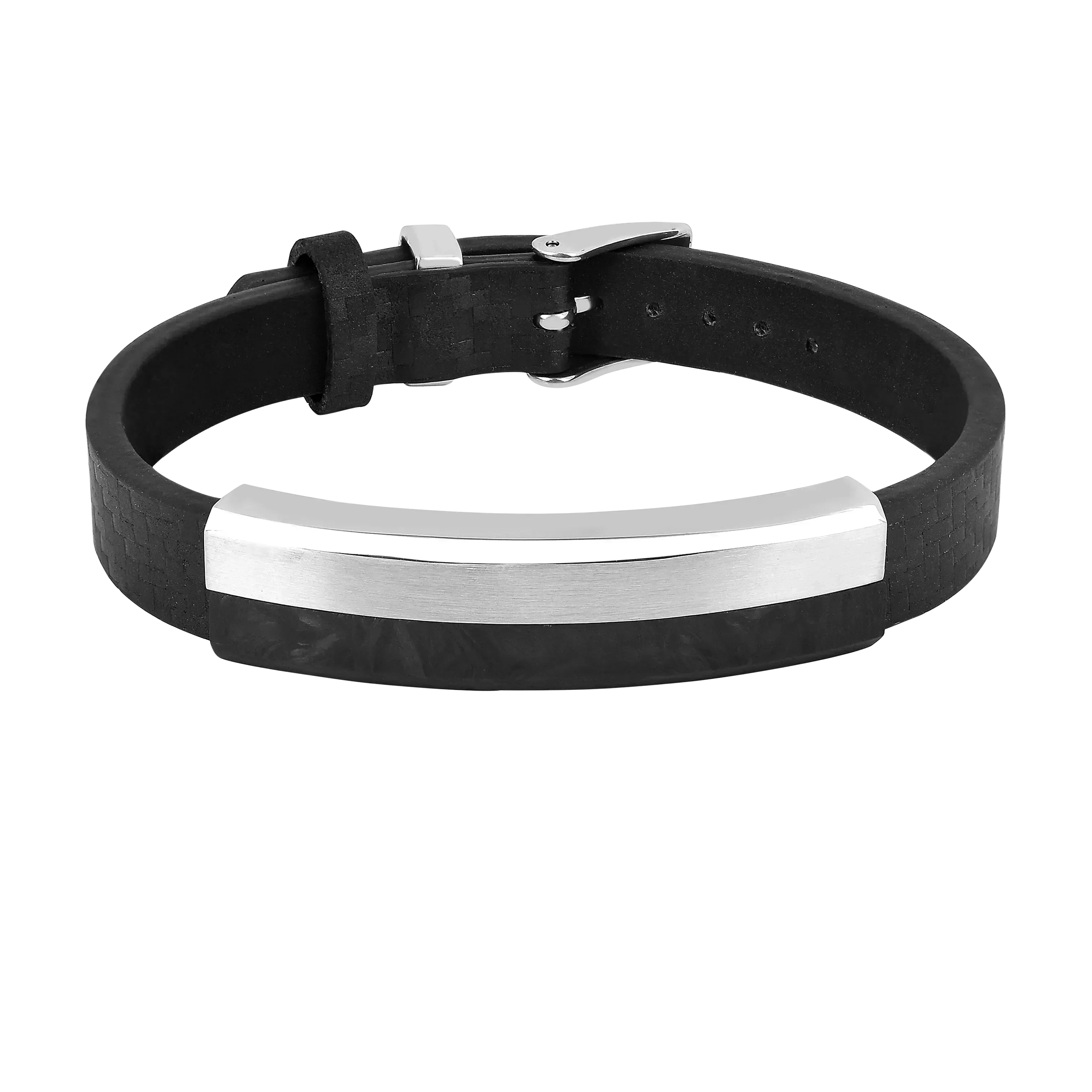 Pulsera de cuero negro auténtico para hombre