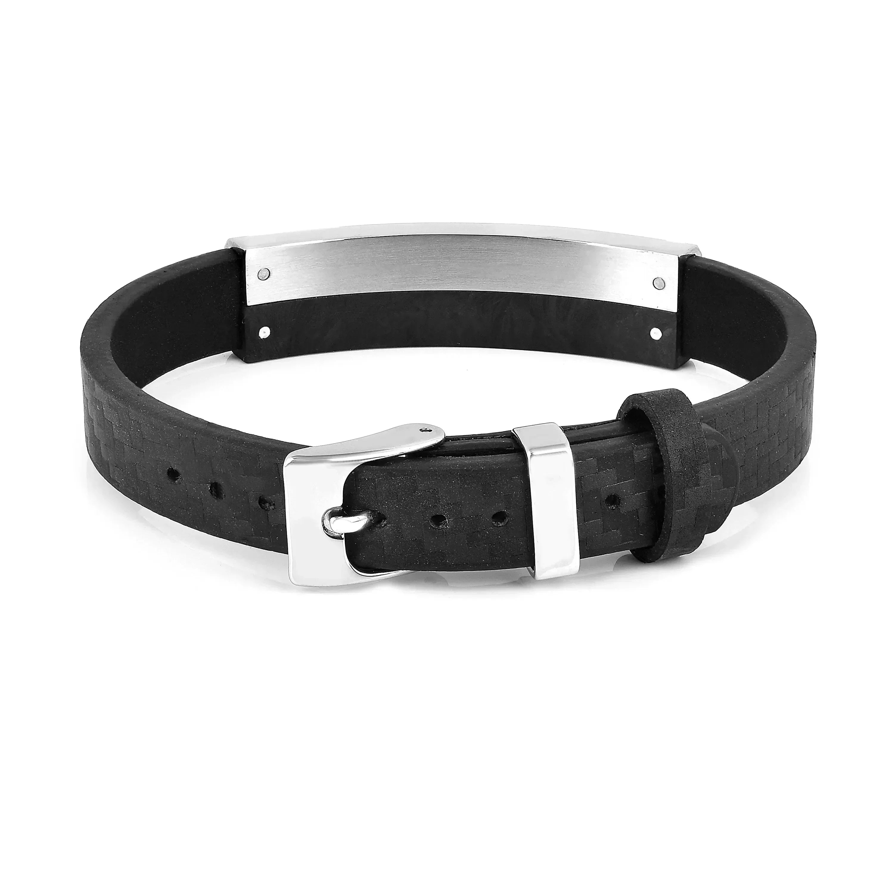 Pulsera de cuero negro auténtico para hombre