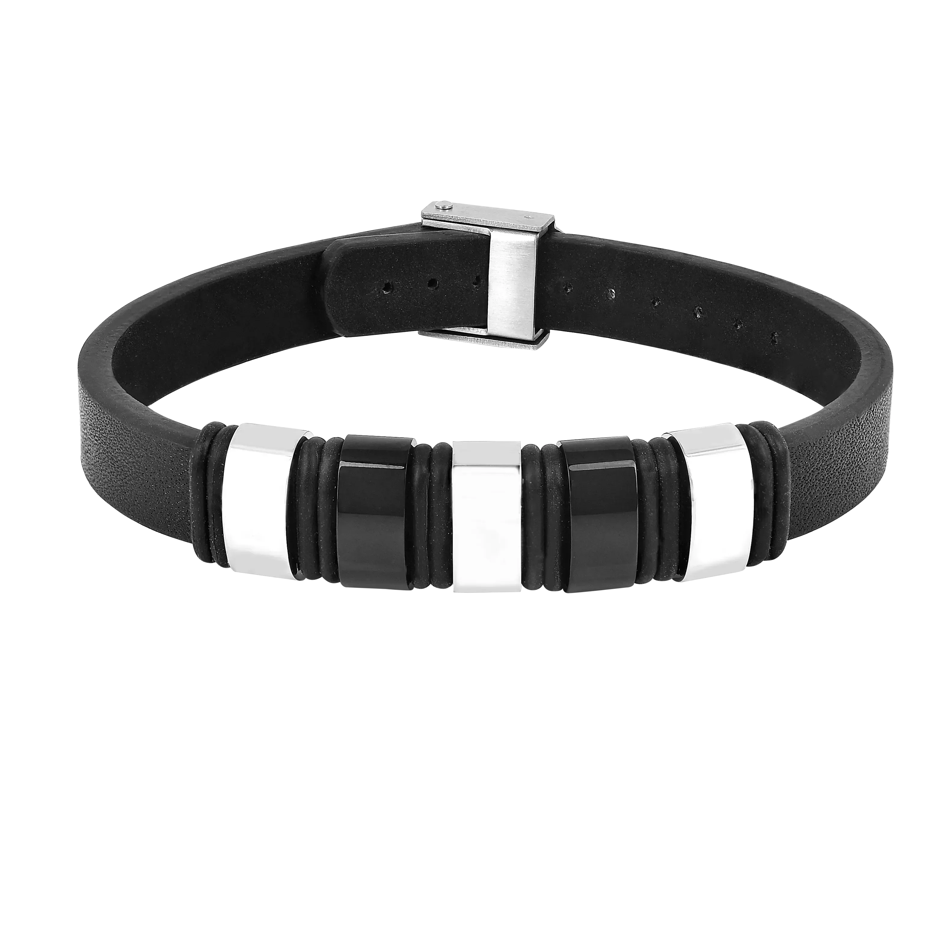 Pulsera de cuero negra para hombre