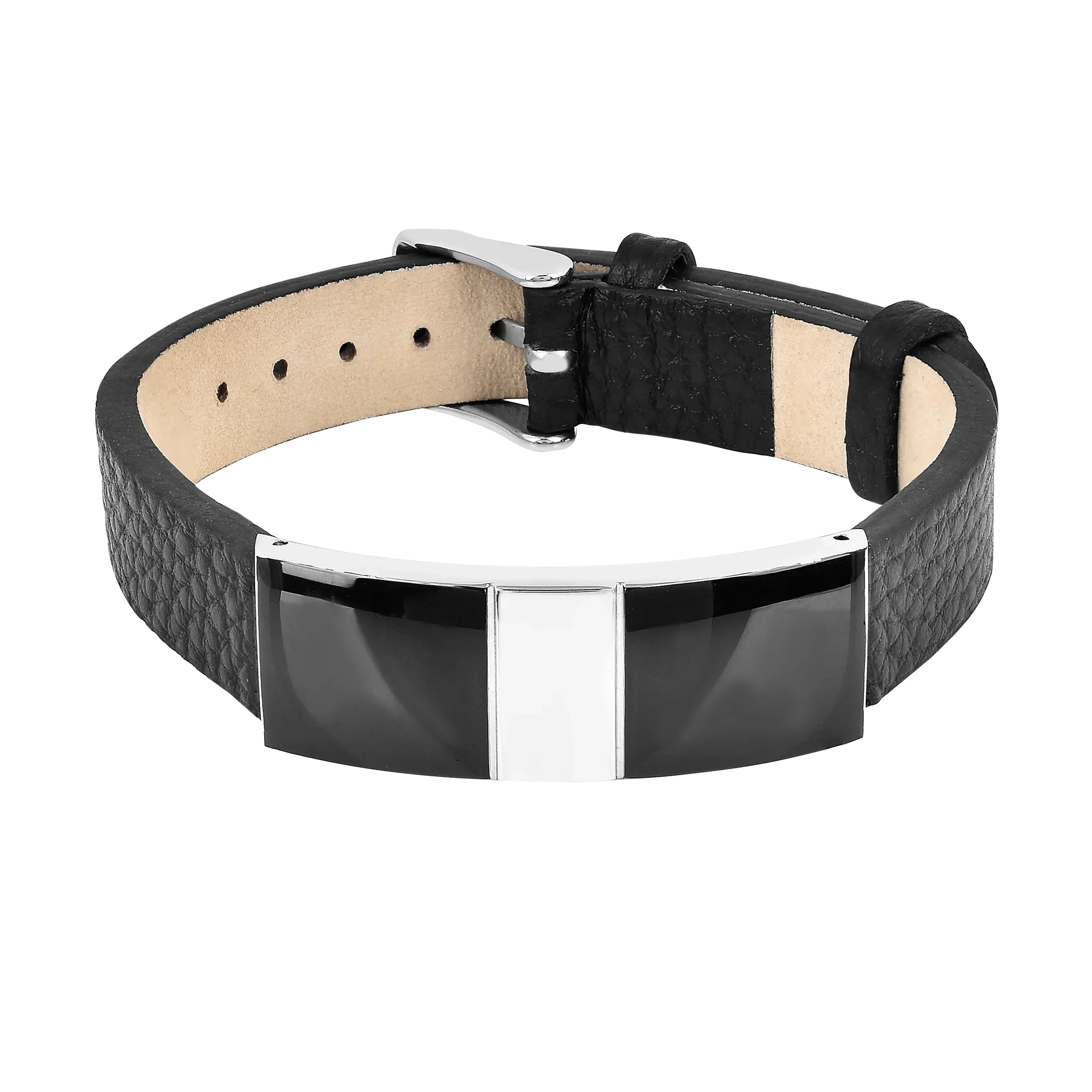 Real Black Leather Fashion Bracelet for men