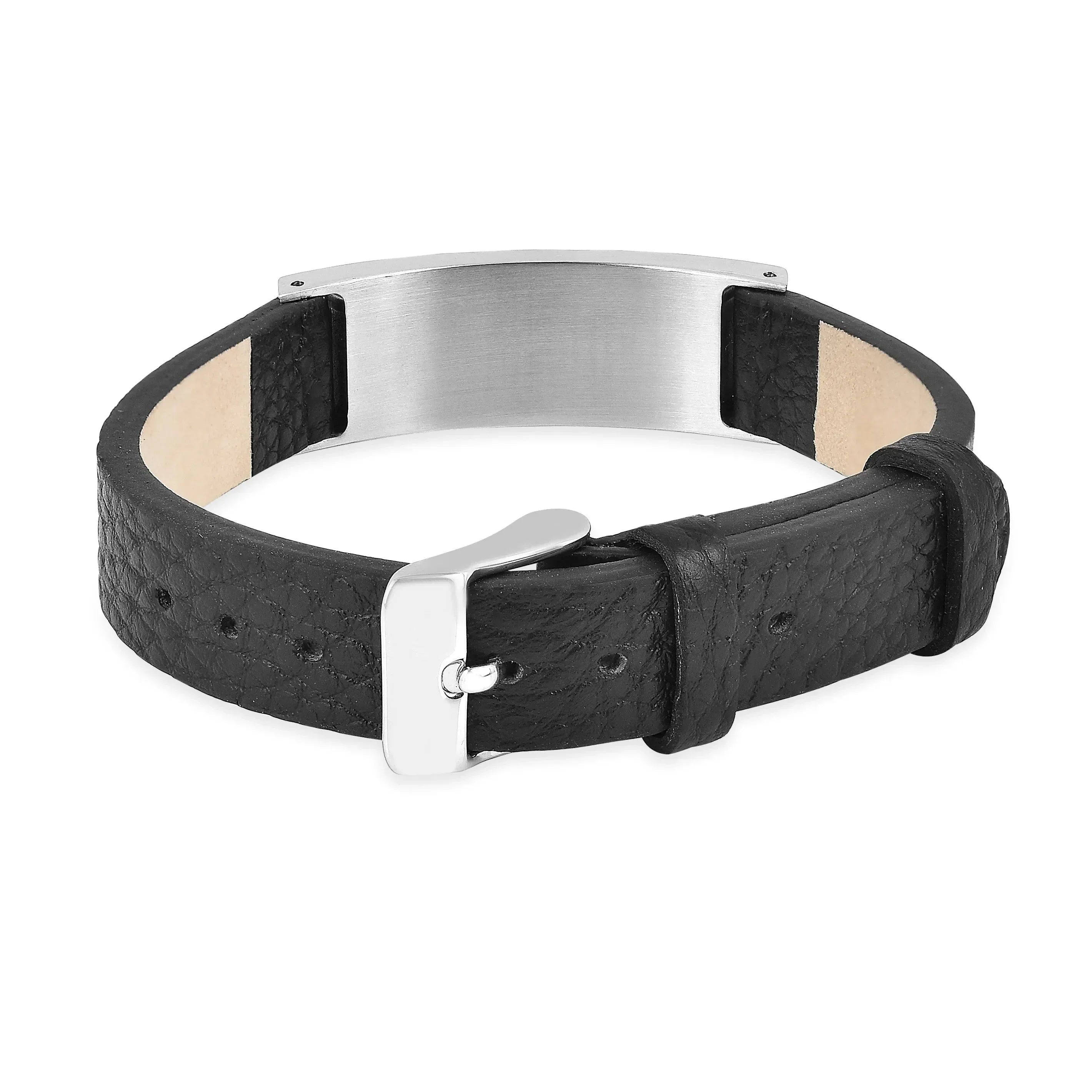 Real Black Leather Fashion Bracelet for men