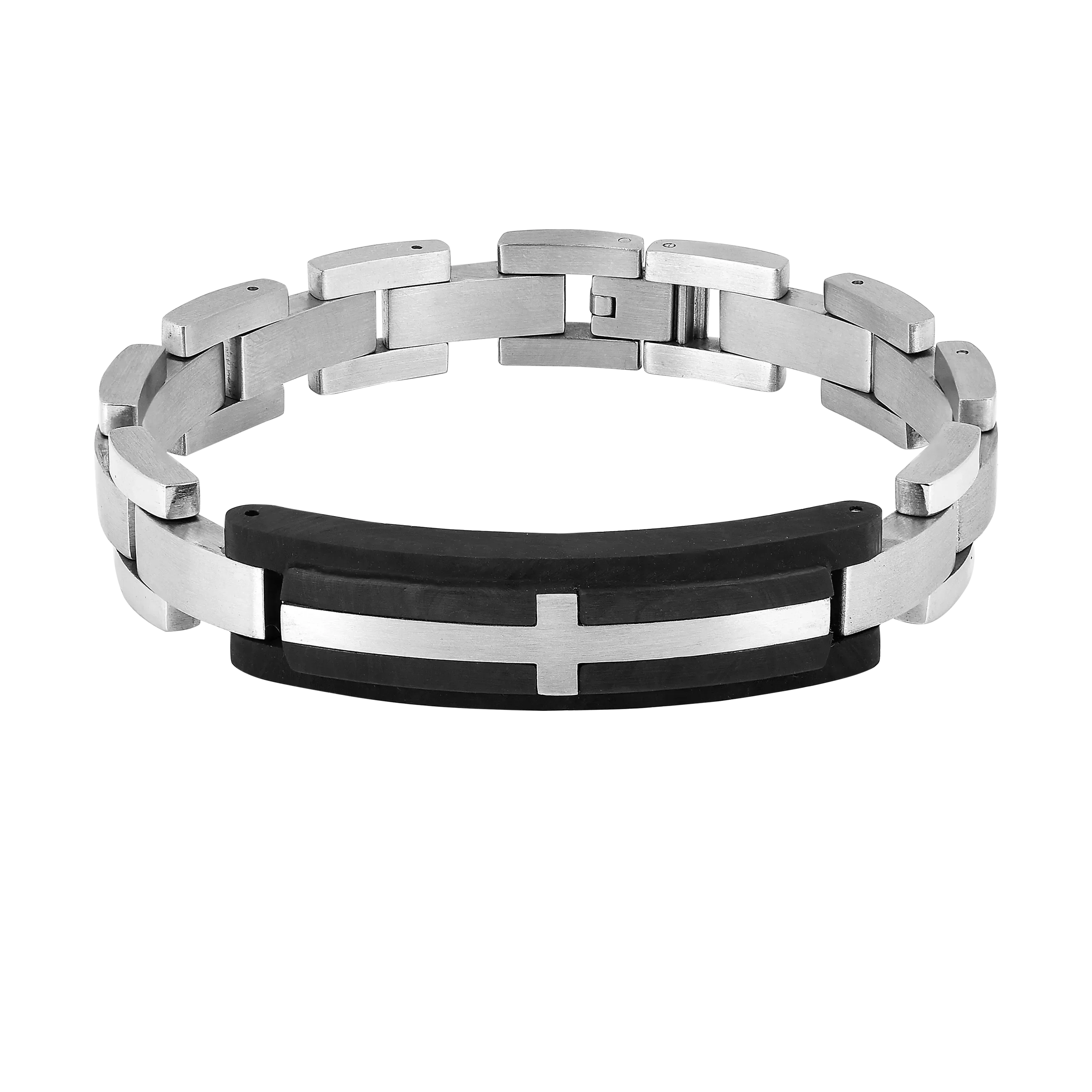 Pulsera de cuero con cruz para hombre