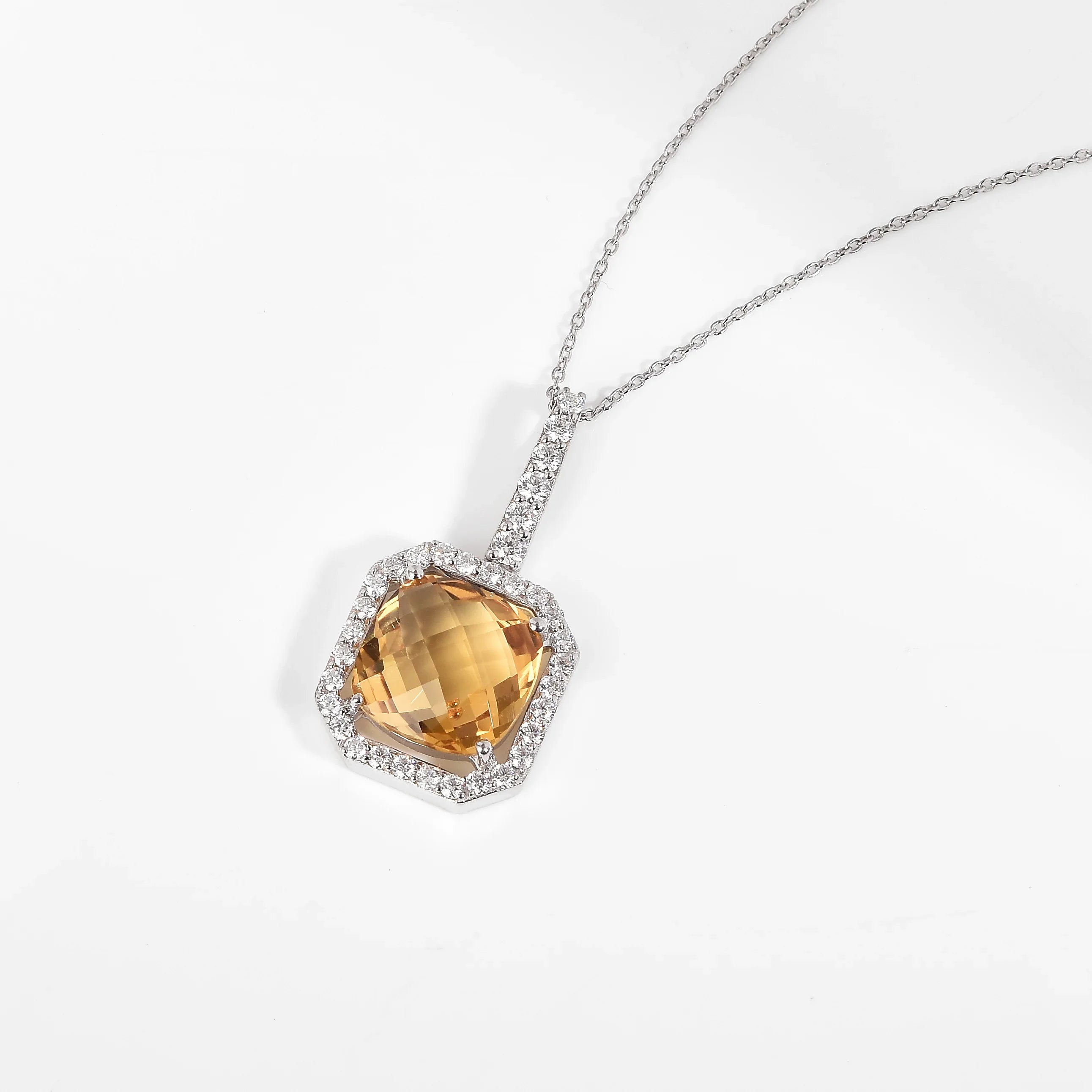 Natural Yellow Briolette Cut Citrine Pendant Necklace