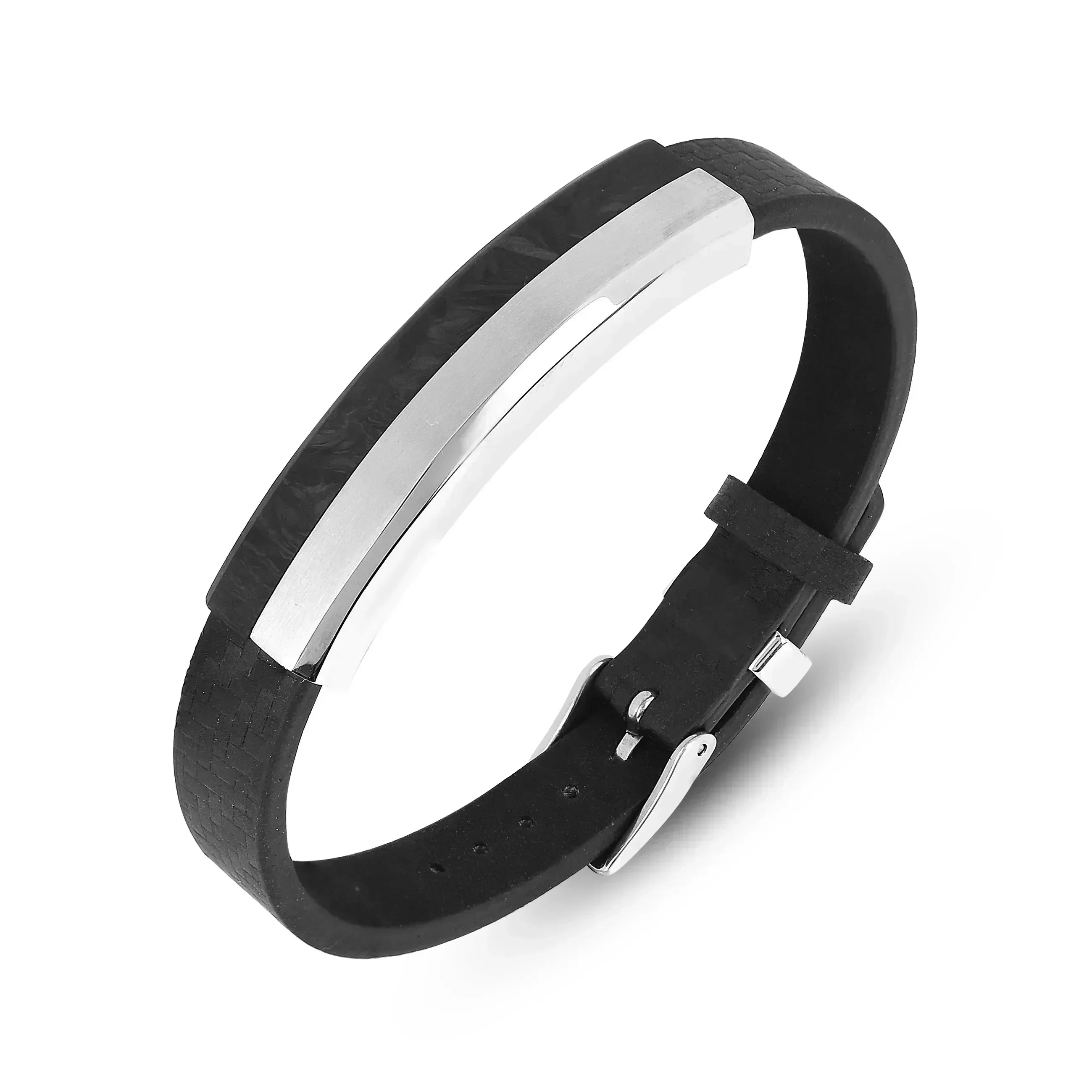 Pulsera de cuero negro auténtico para hombre