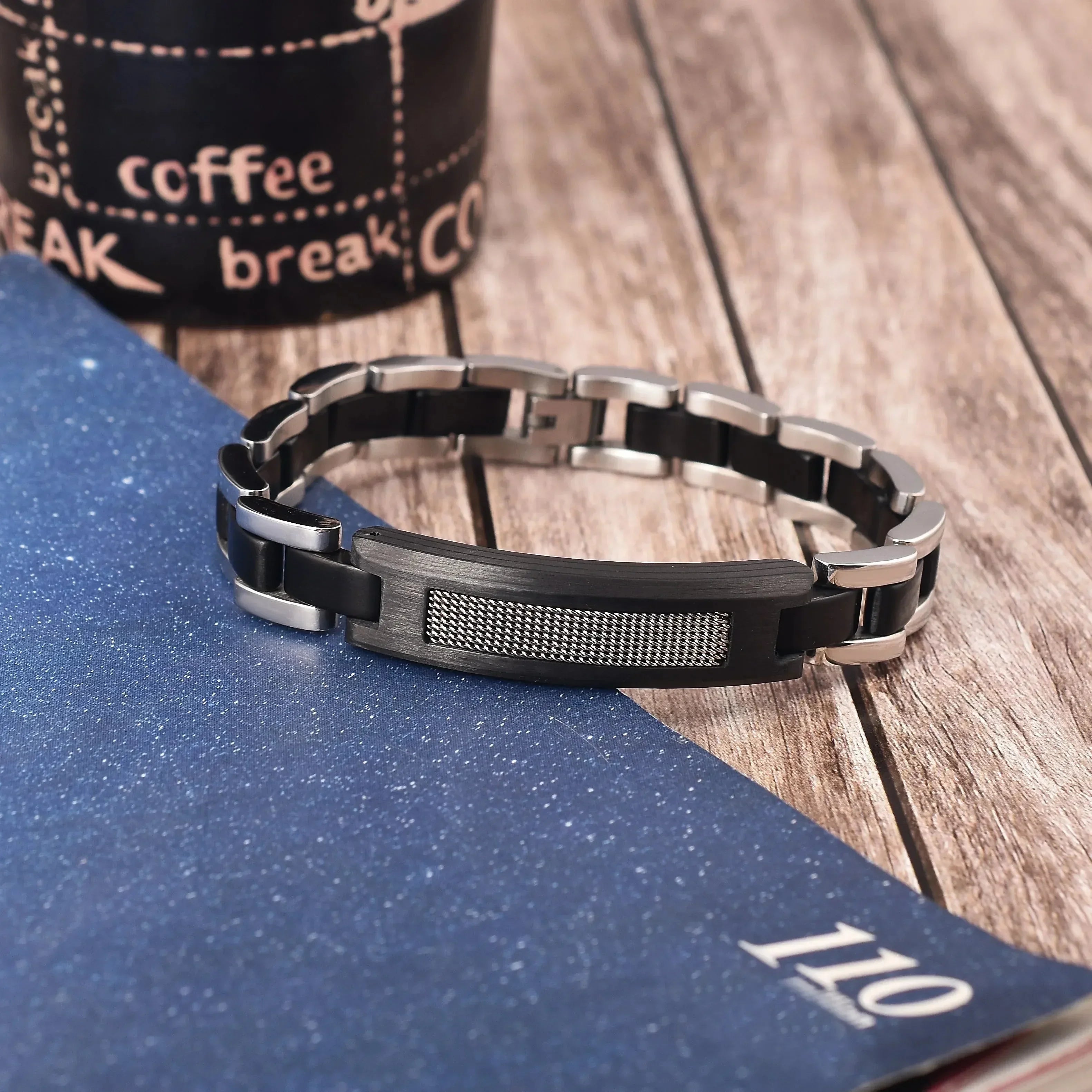 Stainless Steel Black Link Bracelets for men