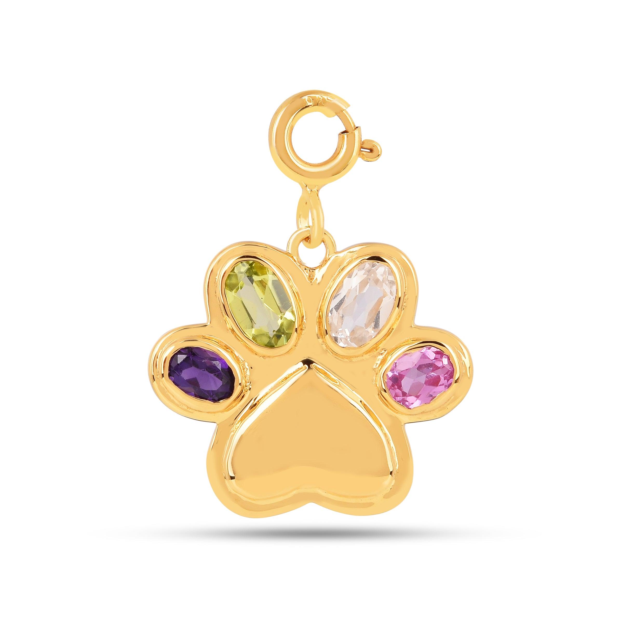 Dog Paw Charm Pendant Fine Color Jewels best gift for girls, best gift for women, Bracelet Charm, Charm pendant, Christmas gift, dla-dm-discount-all-154898, dog mom pendant, Dog Paw charm, gift for her, Gift for Mom, gift for women, gift from daughter, gifts for dog lovers, Mini Pendant, multi gemstone pendant, New Year gift, Paw pendant for Necklace, Pendant Charms, pet owner gift, Valentine's Day gift