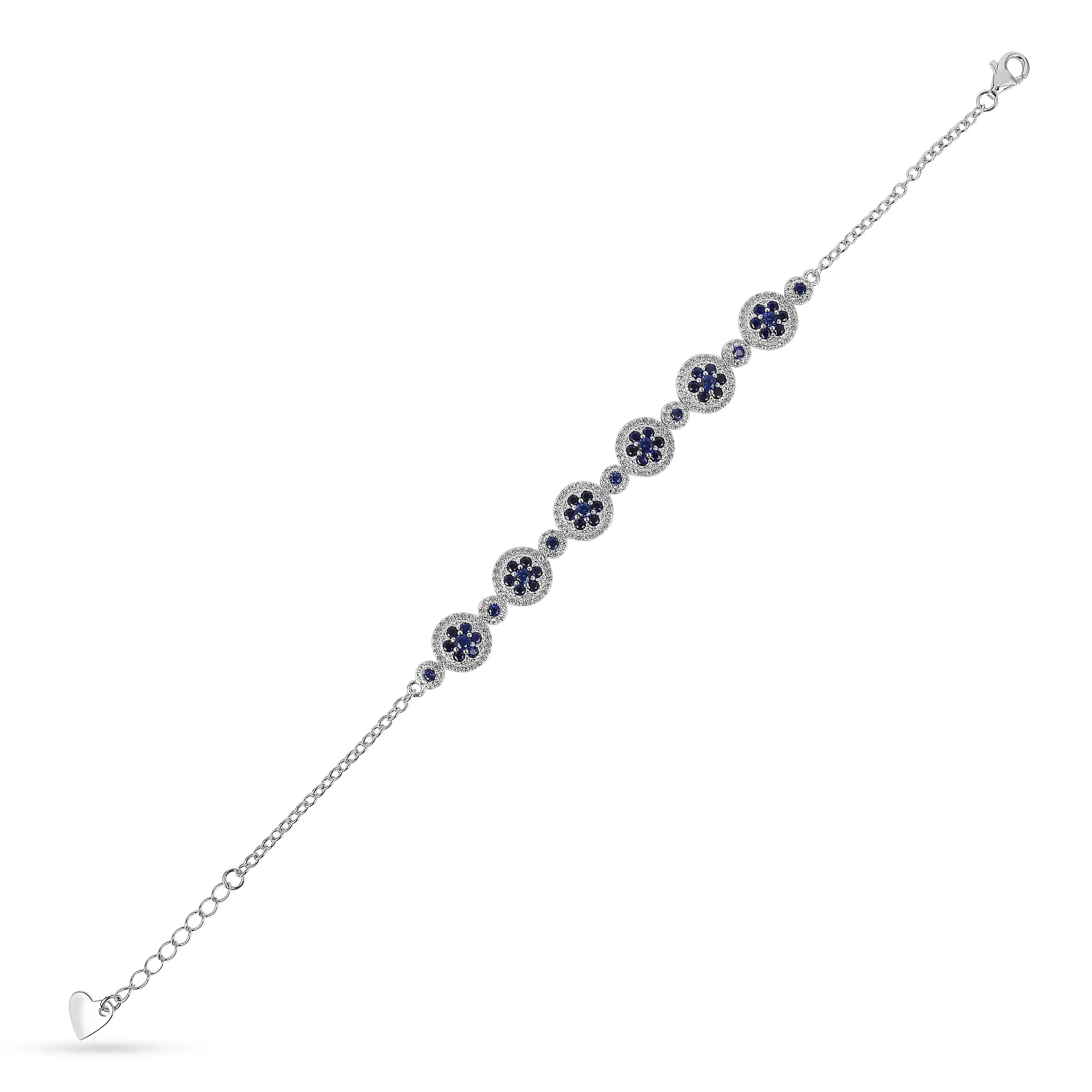 Lab Grown Blue Sapphire Halo Tennis Bracelet Fine Color Jewels Wedding Bridal Bracelet, Birthday gift for her, Blue Sapphire Bracelet, Bridesmaid Gift 925 Sterling Silver, Bridesmaid Gift for Her, Created sapphire bracelet. , everyday gift for her, gift for her, gift for hergift for women, Jewelry Gift for her, ring gift for her., Sapphire Halo Bracelet, September Birthstone Bracelet, Wedding Gift For Her