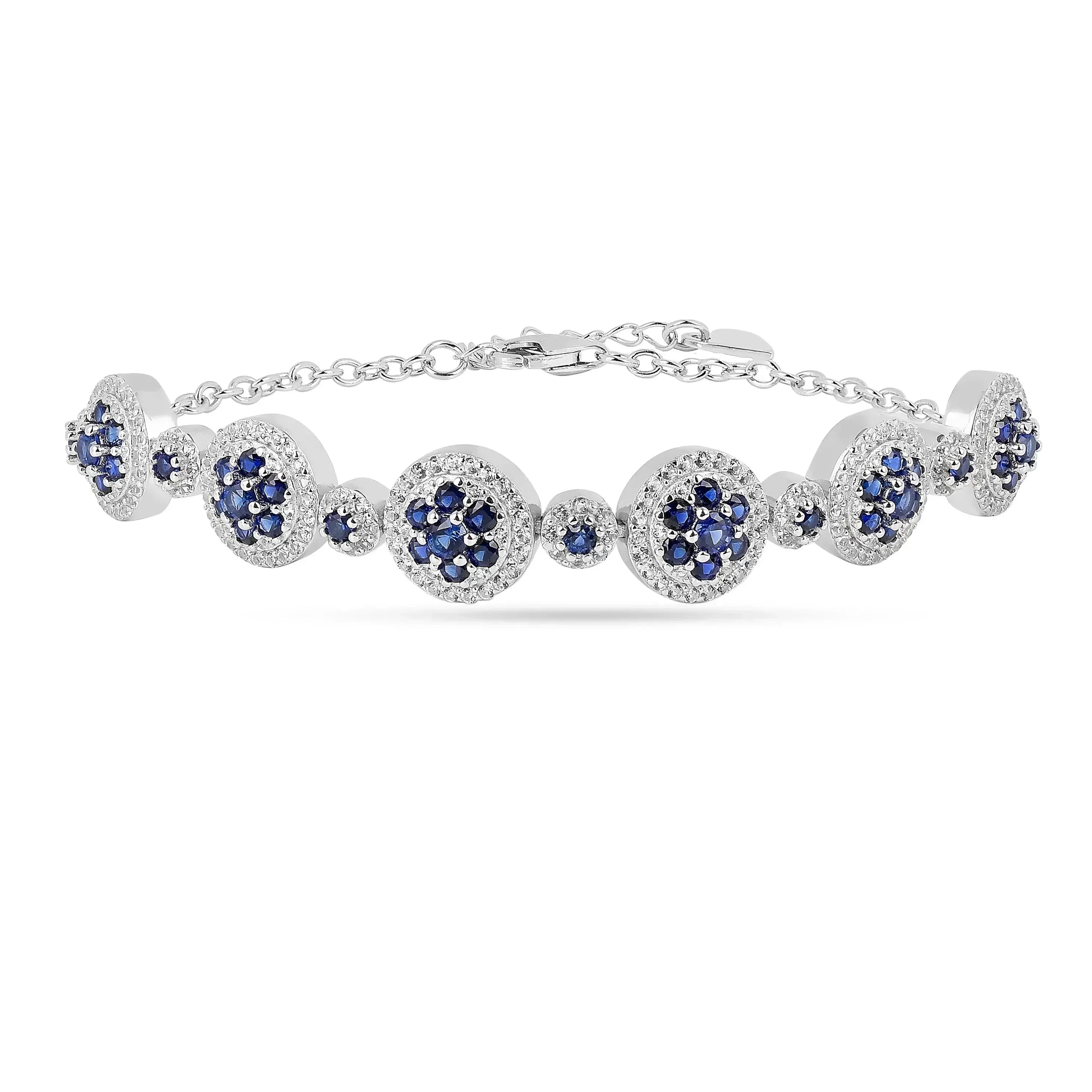Lab Grown Blue Sapphire Halo Tennis Bracelet Fine Color Jewels Wedding Bridal Bracelet, Birthday gift for her, Blue Sapphire Bracelet, Bridesmaid Gift 925 Sterling Silver, Bridesmaid Gift for Her, Created sapphire bracelet. , everyday gift for her, gift for her, gift for hergift for women, Jewelry Gift for her, ring gift for her., Sapphire Halo Bracelet, September Birthstone Bracelet, Wedding Gift For Her