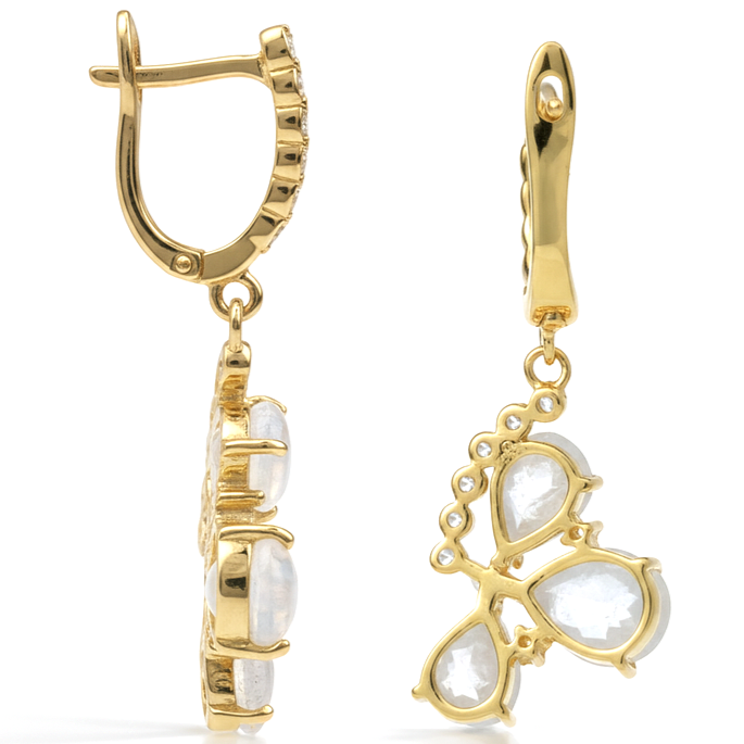 Natural Rainbow Moonstone Sterling Silver Earrings