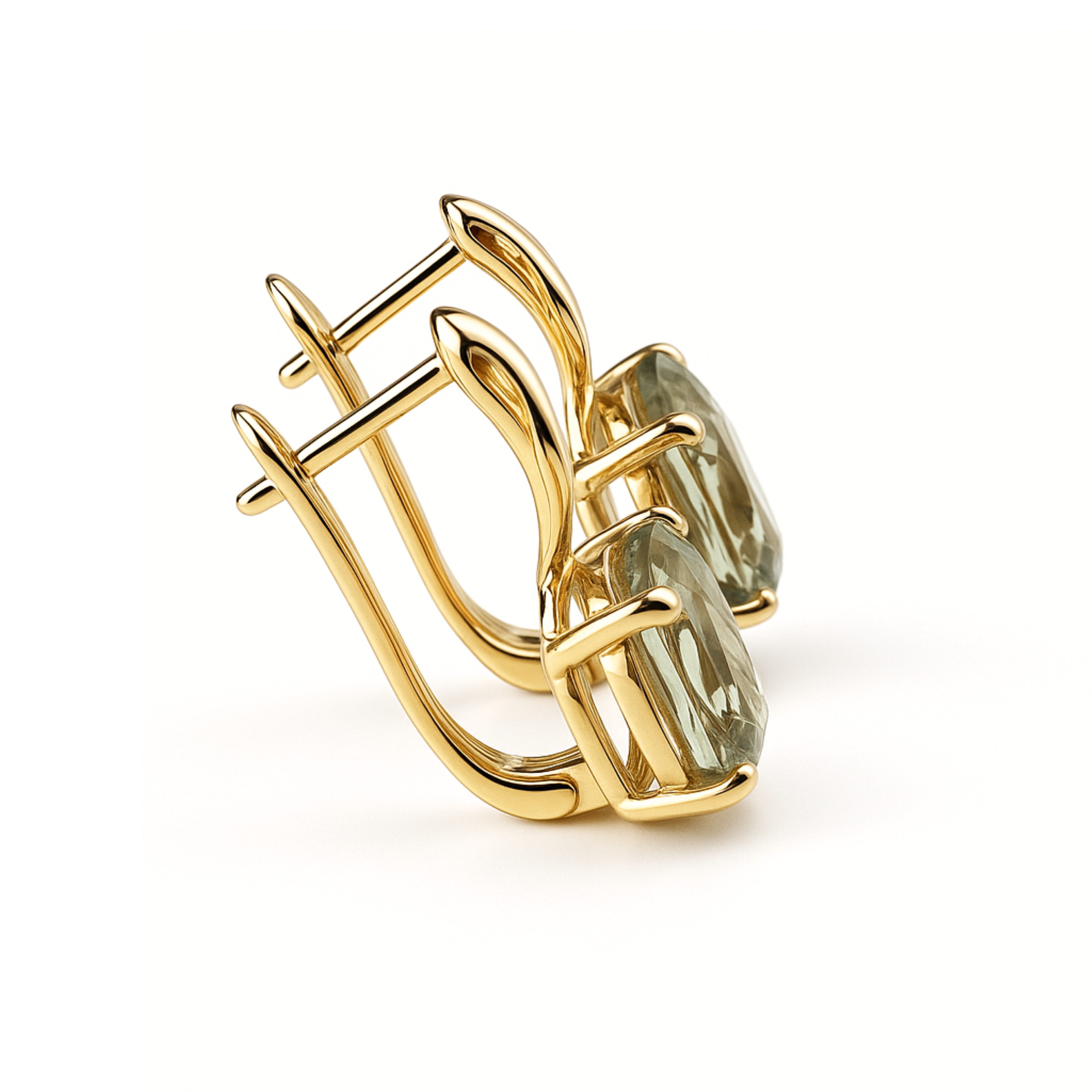 Natural Green Prasiolite Earrings Sterling Silver