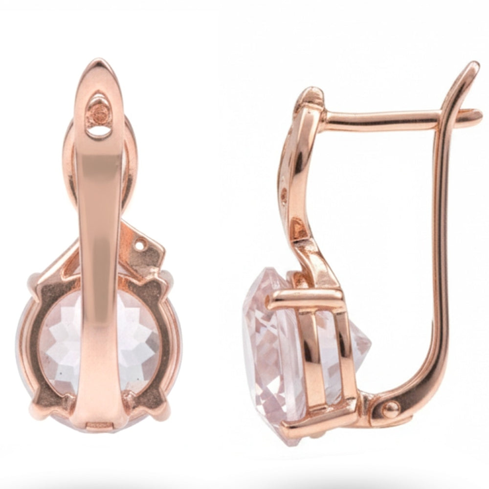 Natural Rose Quartz Silver Leverback Earrings