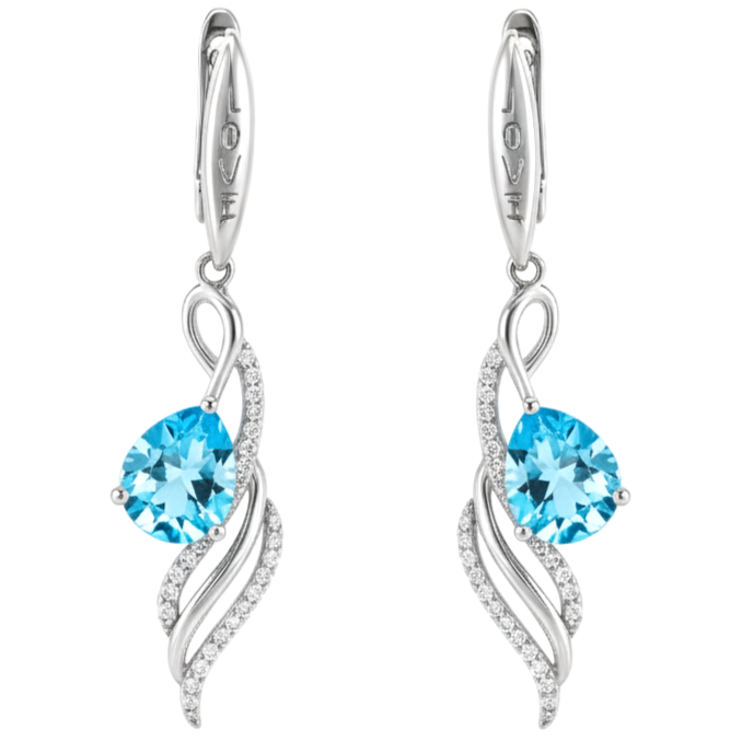 Natural Sky Blue Topaz Earrings Sterling Silver