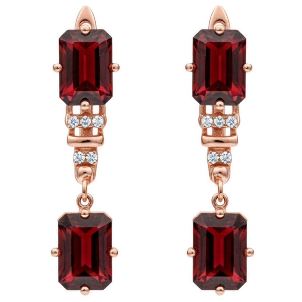 Natural Garnet & White Topaz Sterling Silver Earrings