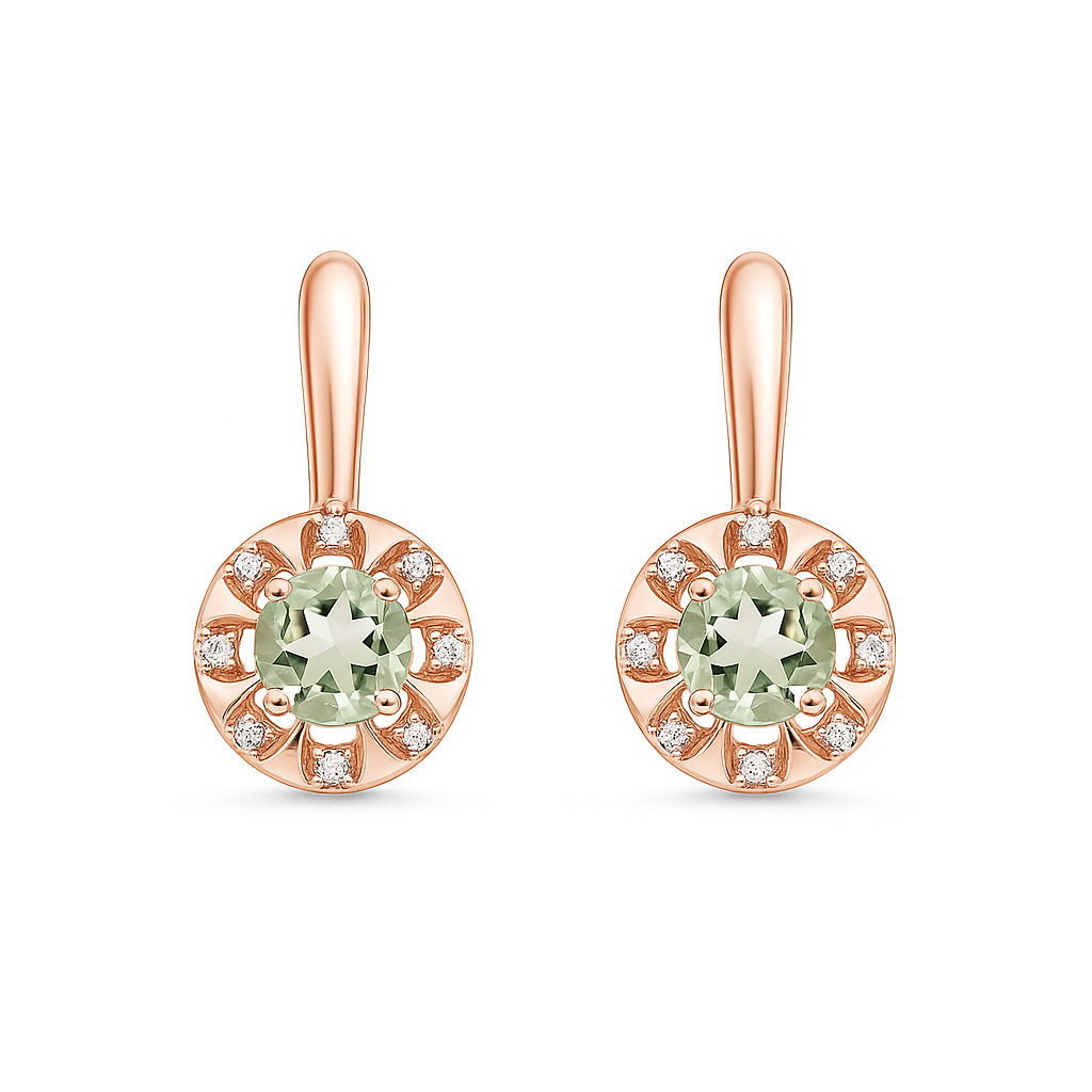 Natural Green Prasiolite Earrings Sterling Silver