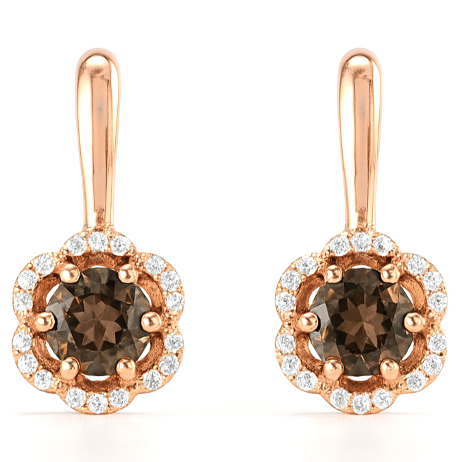 Natural Smoky Quartz Silver Drop Earrings