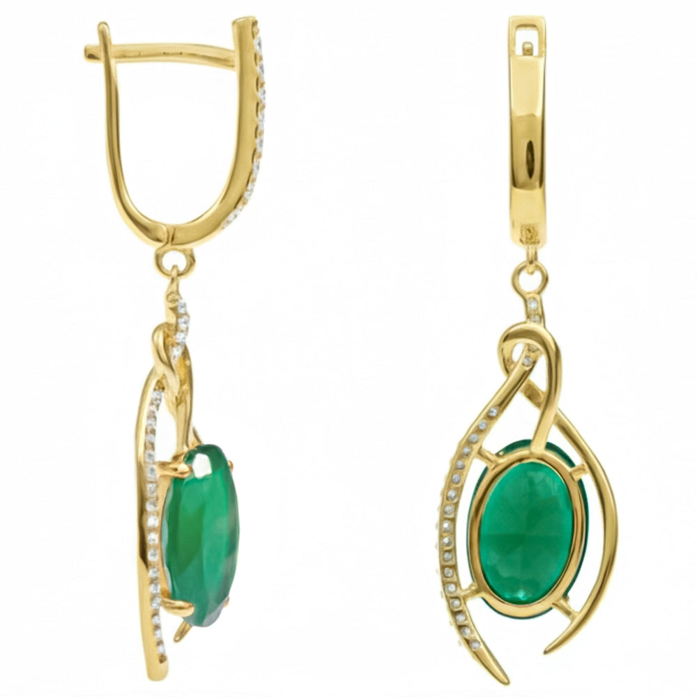 Natural Green Agate Sterling Silver Earrings